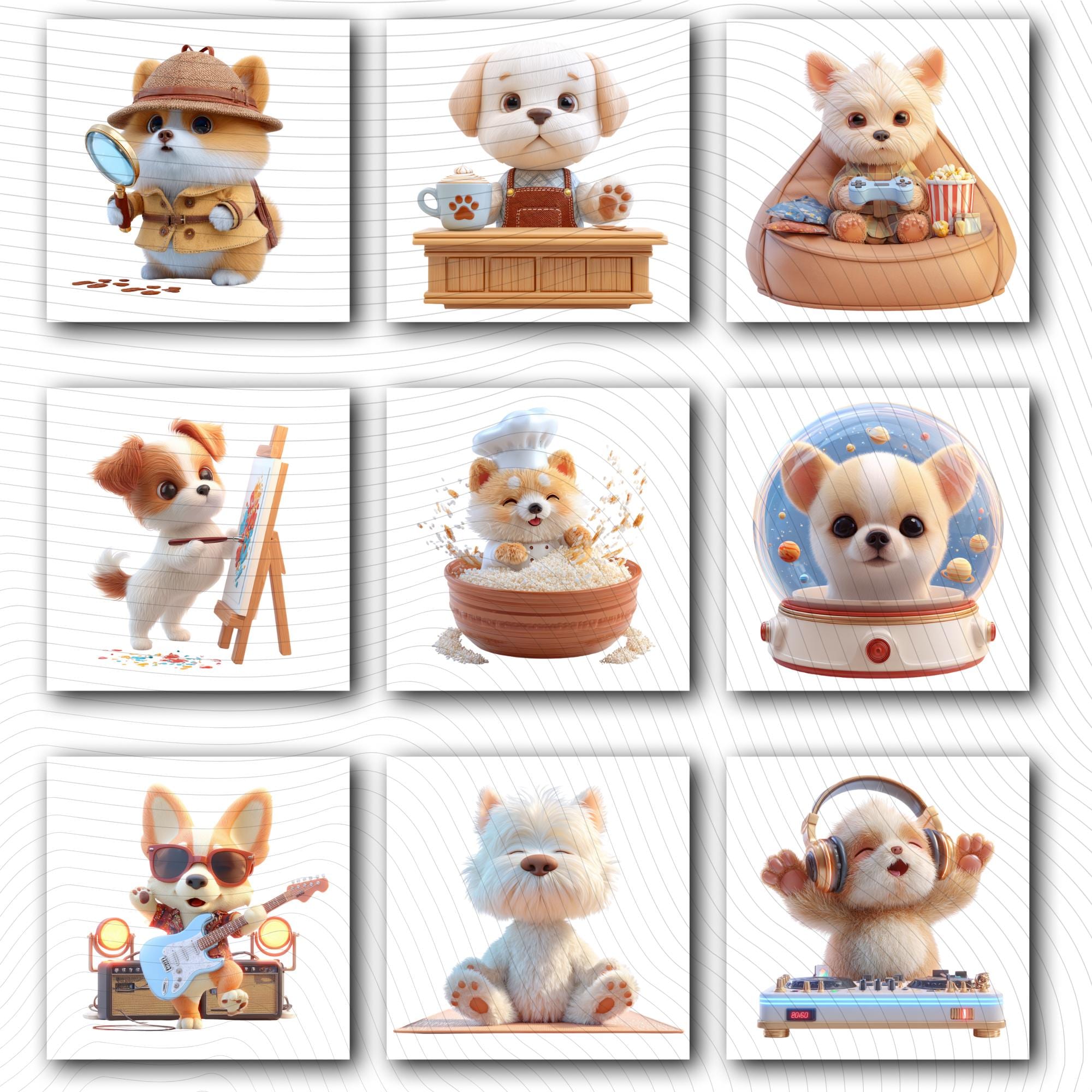 20 Quirky Dog Clipart Set | Funny  Characters PNG Transparent Background| 300DPI