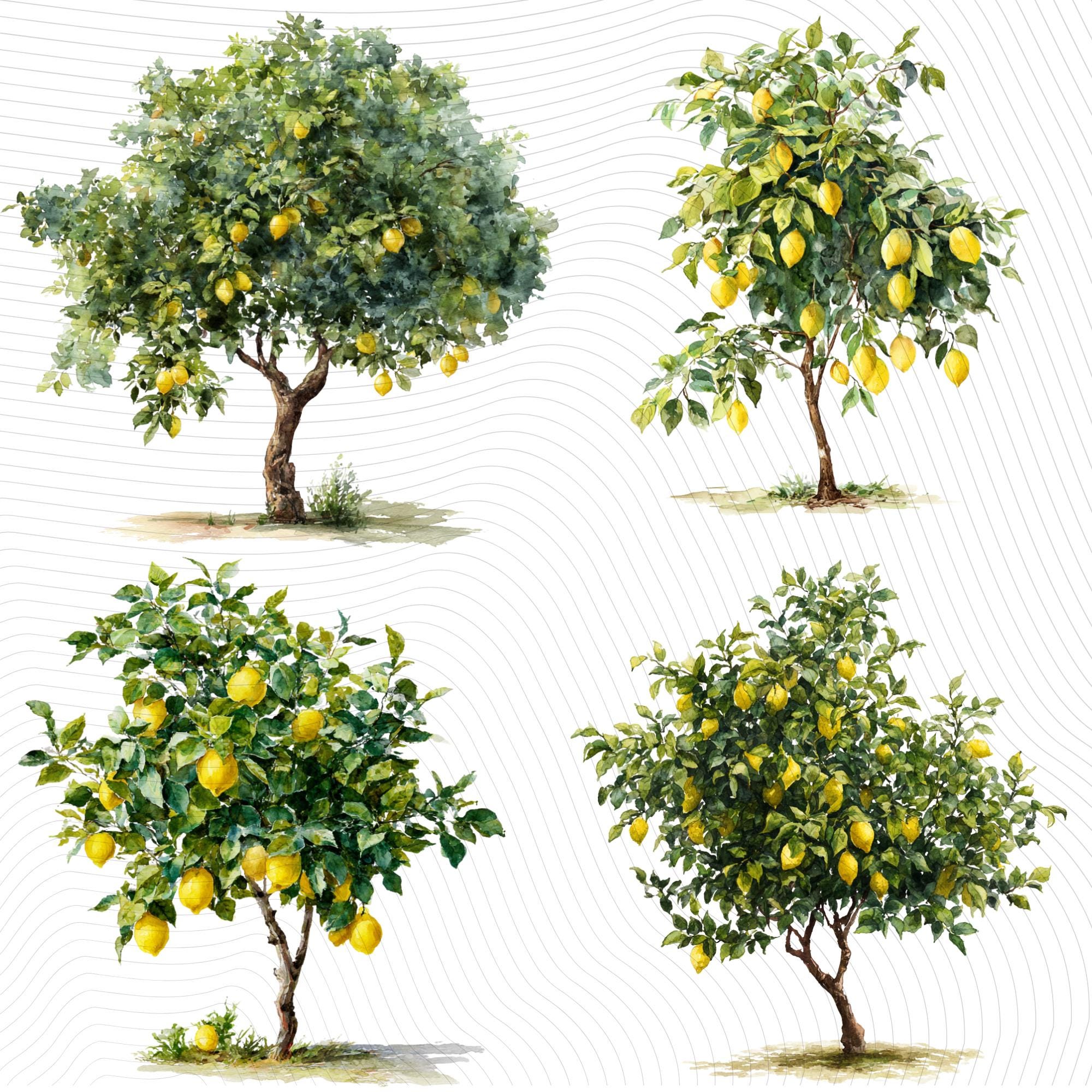 29 Lemon Tree Clipart Bundle: Citrus PNG Graphics (Digital Download)