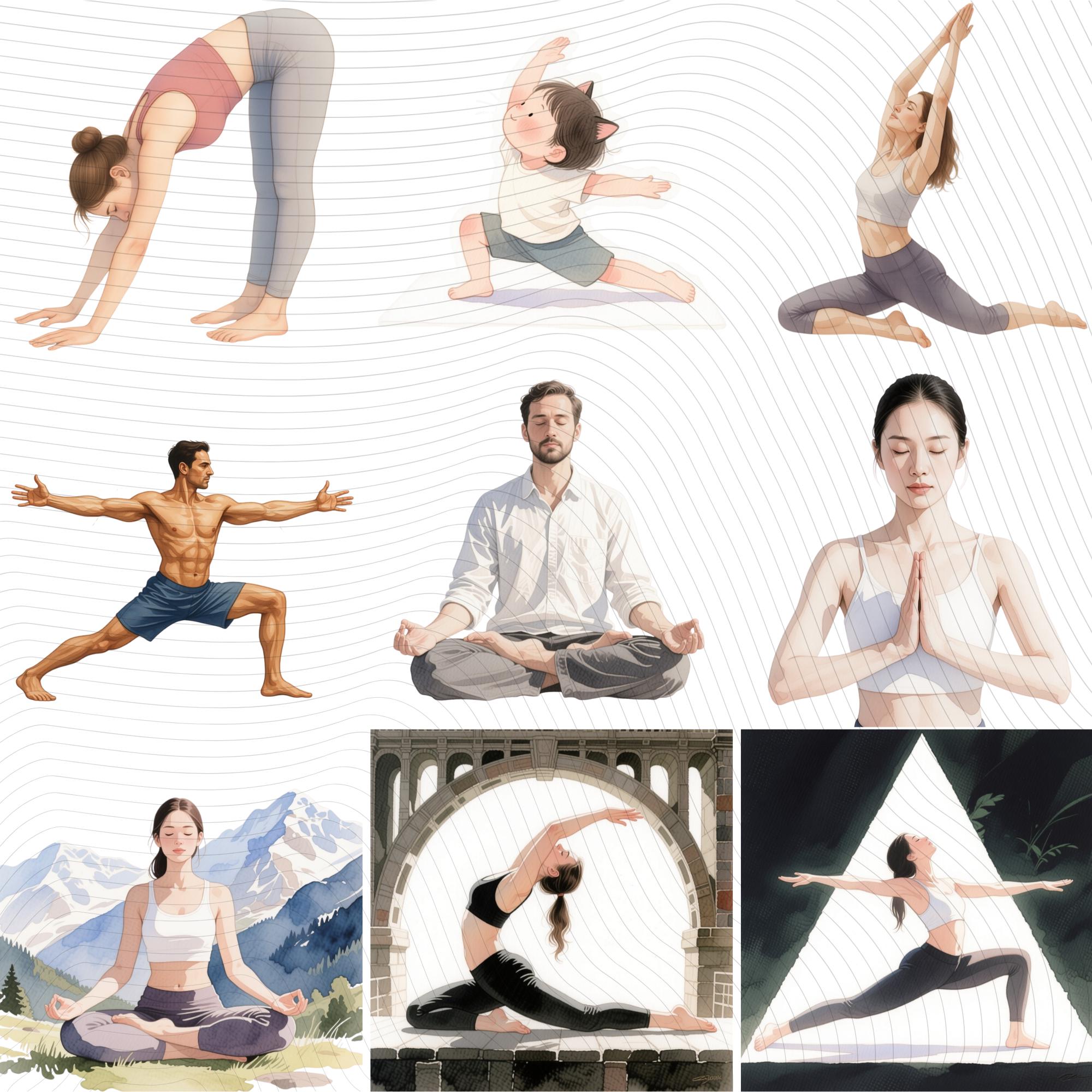27 Yoga Clipart Bundle | Realistic Yogi PNG Transparent Background
