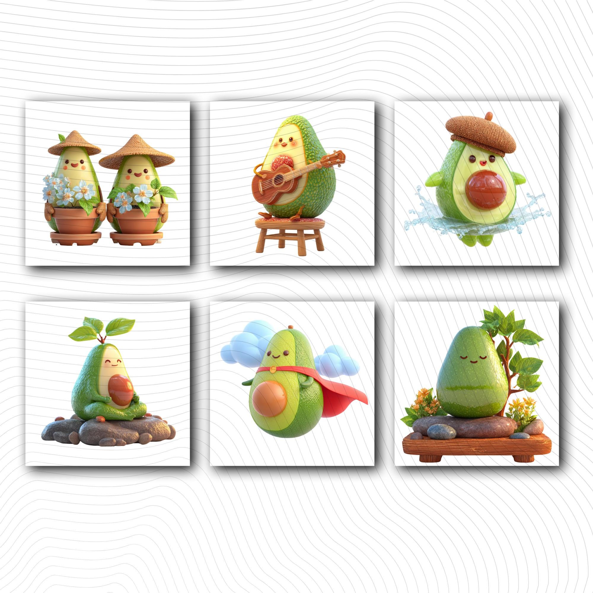 24 Quirky Avocado Life Clipart | Funny Characters PNG Transparent Transparent Background