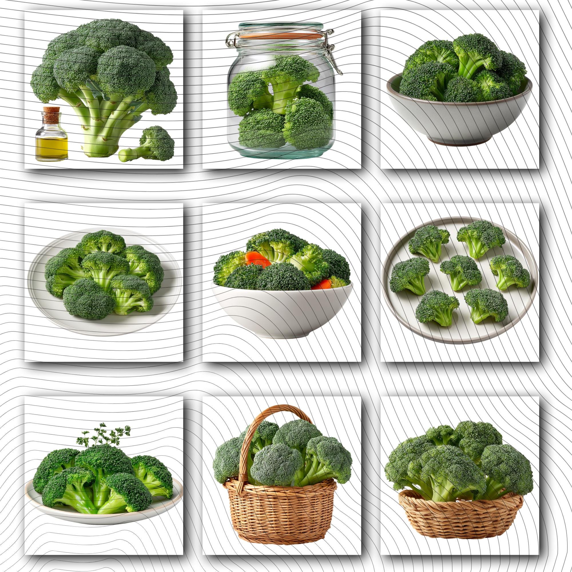 28 Realistic Broccoli Clipart Bundle| PNG Transparent Background