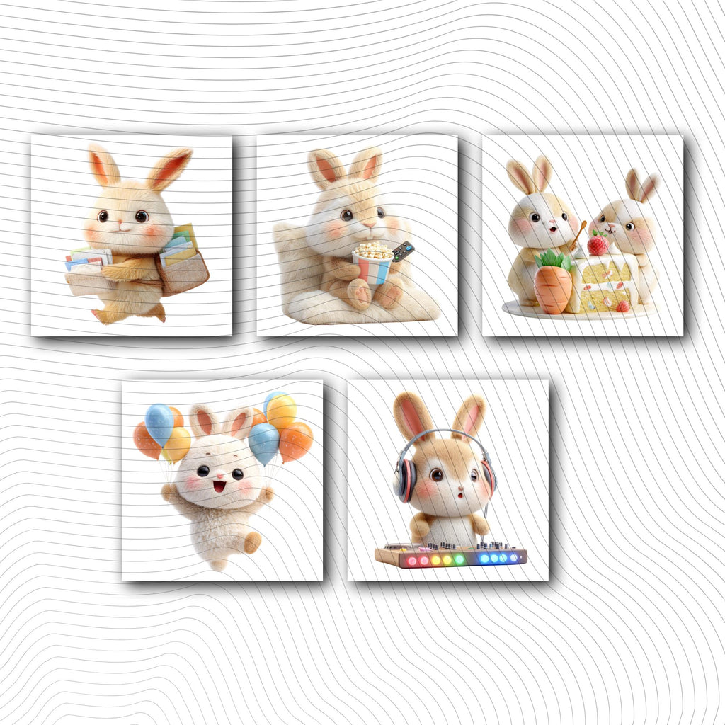 23 Quirky Rabbit Clipart Set | Funny  Characters PNG Transparent Background| 300DPI