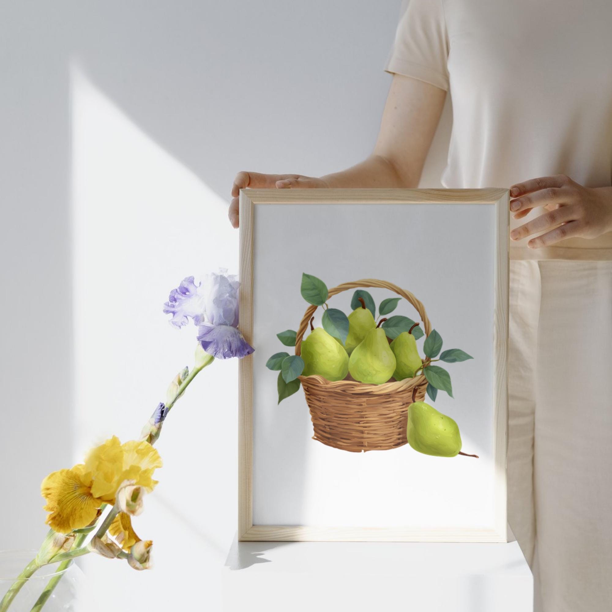 30 Watercolor Pear Clipart Bundle: Botanical Fruit Art (Transparent PNG )