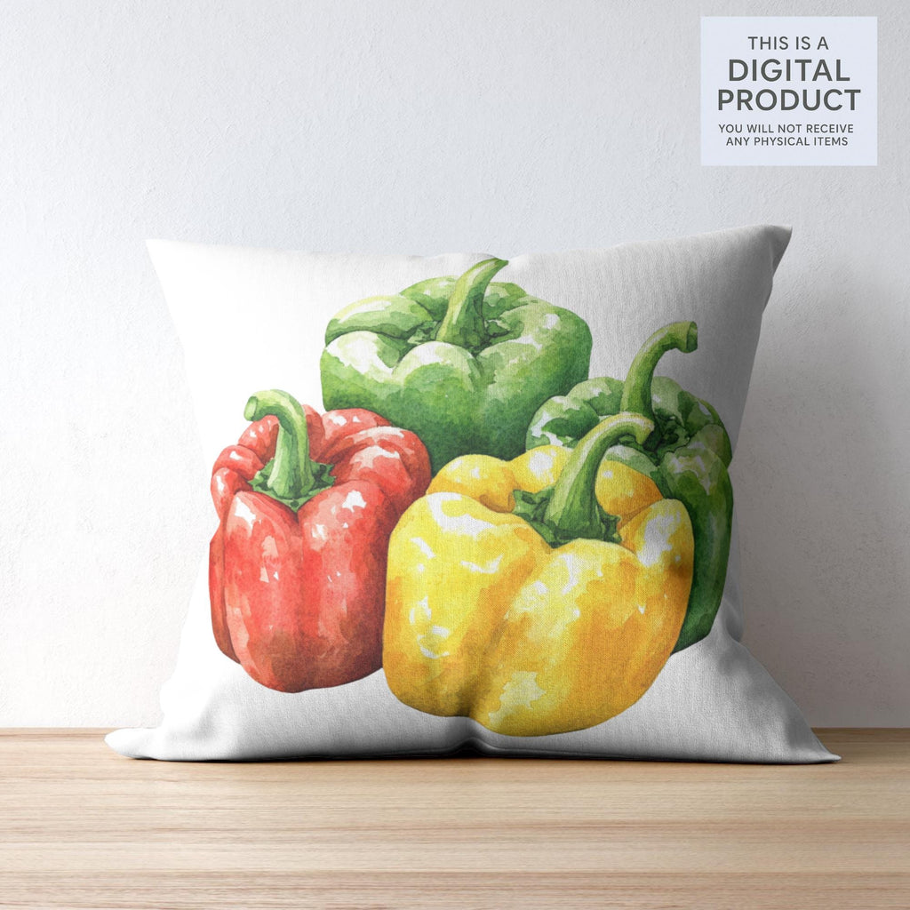 44 Watercolor Bell Pepper Clipart Bundle: Red, Green, Yellow (Transparent PNG)