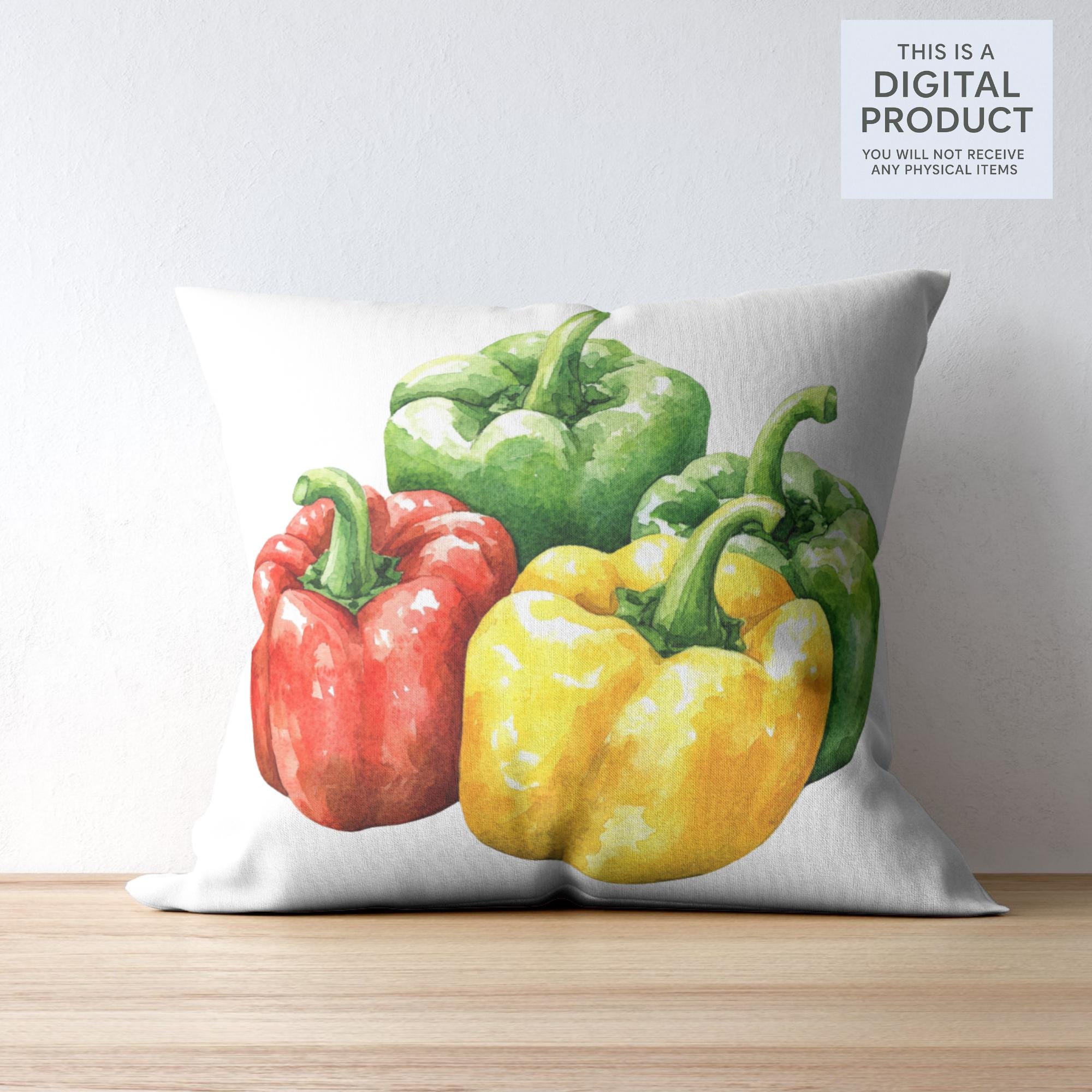 44 Watercolor Bell Pepper Clipart Bundle: Red, Green, Yellow (Transparent PNG)