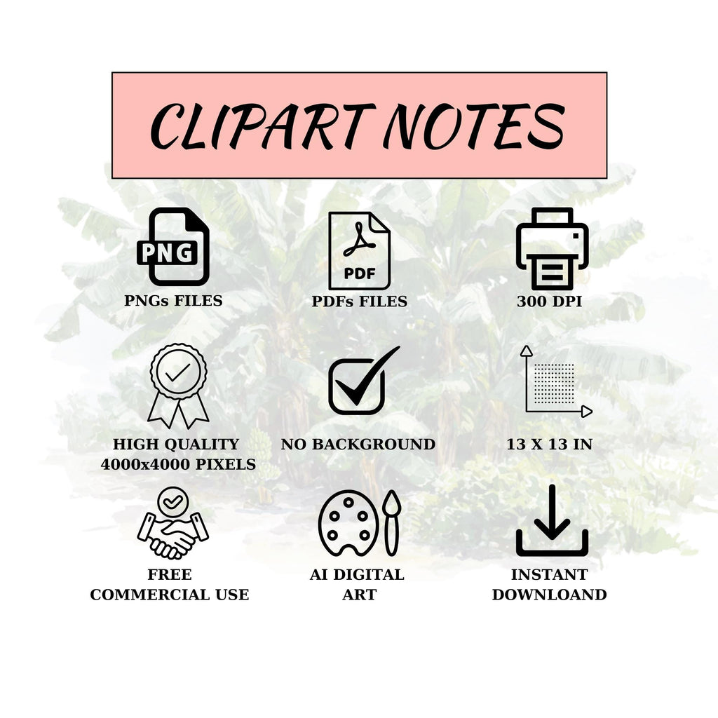 27 Banana Tree Clipart Bundle: Tropical Fruit PNG Set (Digital Download)