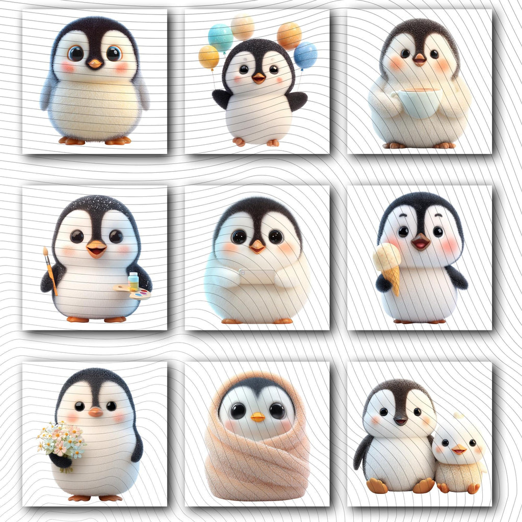 20 Quirky Penguin Clipart Set | Funny Characters PNG Transparent Background| 300DPI