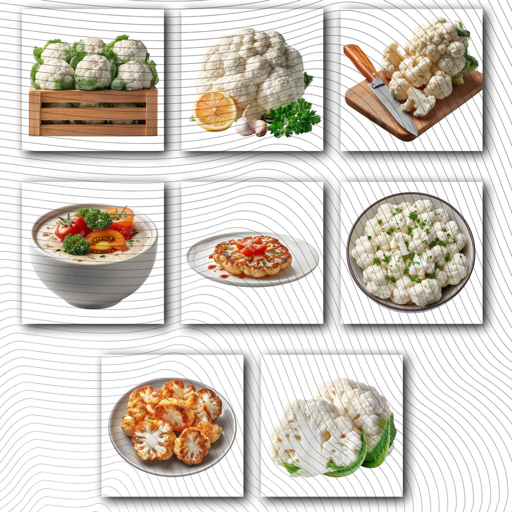 26 Realistic Cauliflower  Clipart Bundle| PNG Transparent Background