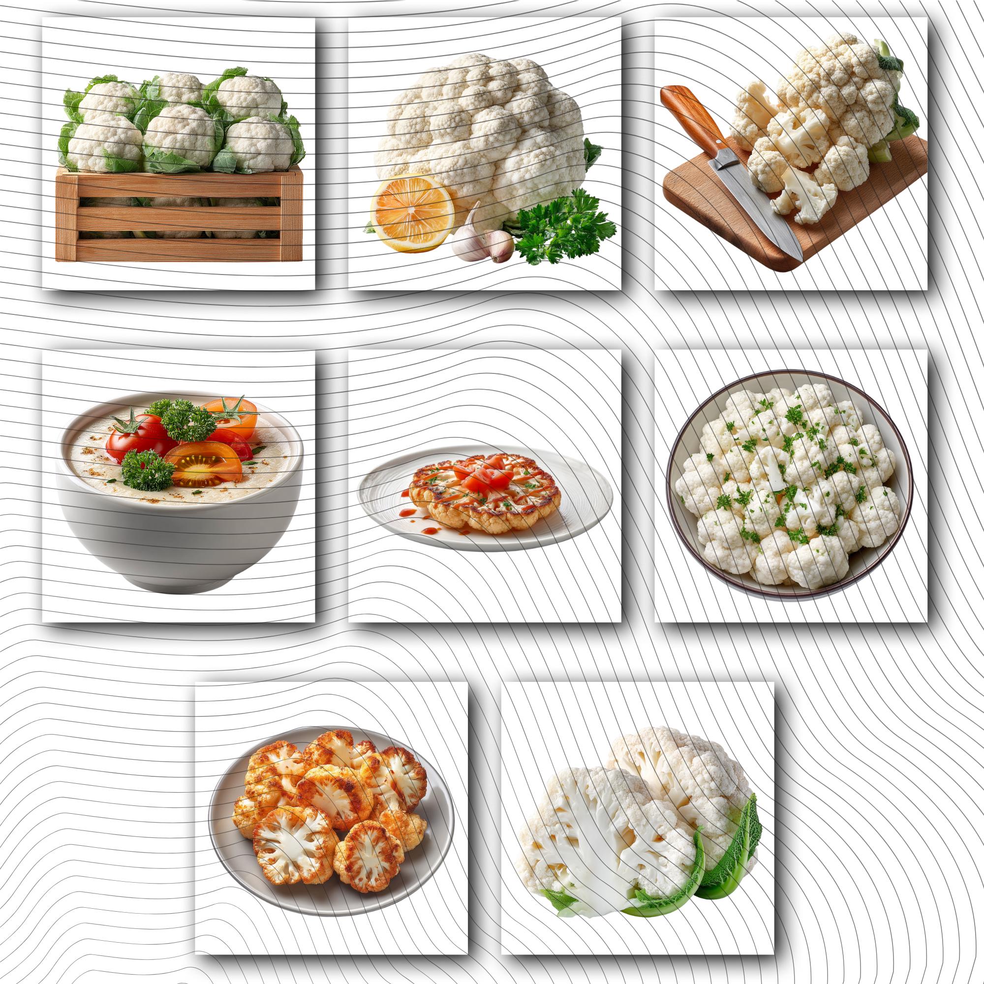 26 Realistic Cauliflower  Clipart Bundle| PNG Transparent Background