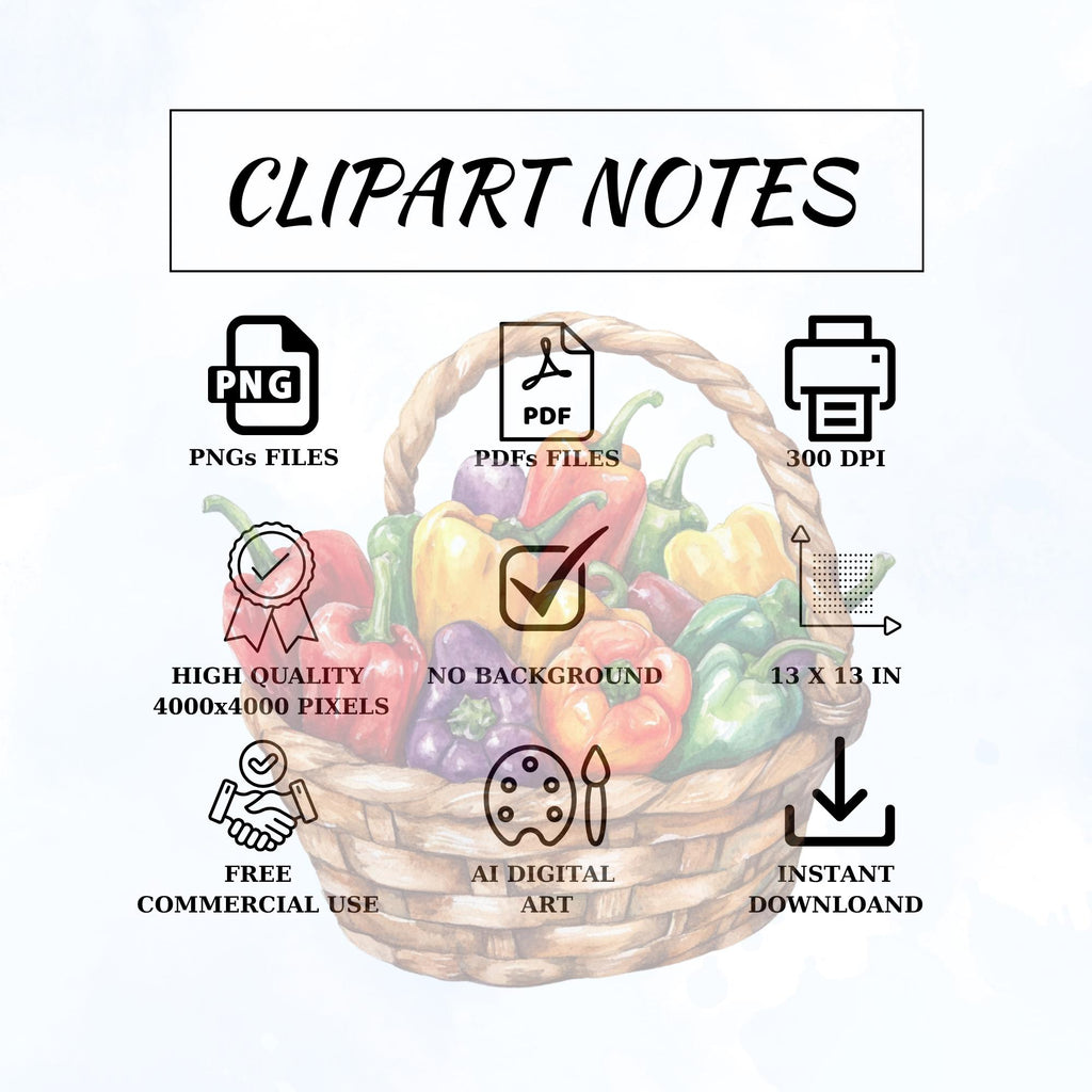 44 Watercolor Bell Pepper Clipart Bundle: Red, Green, Yellow (Transparent PNG)