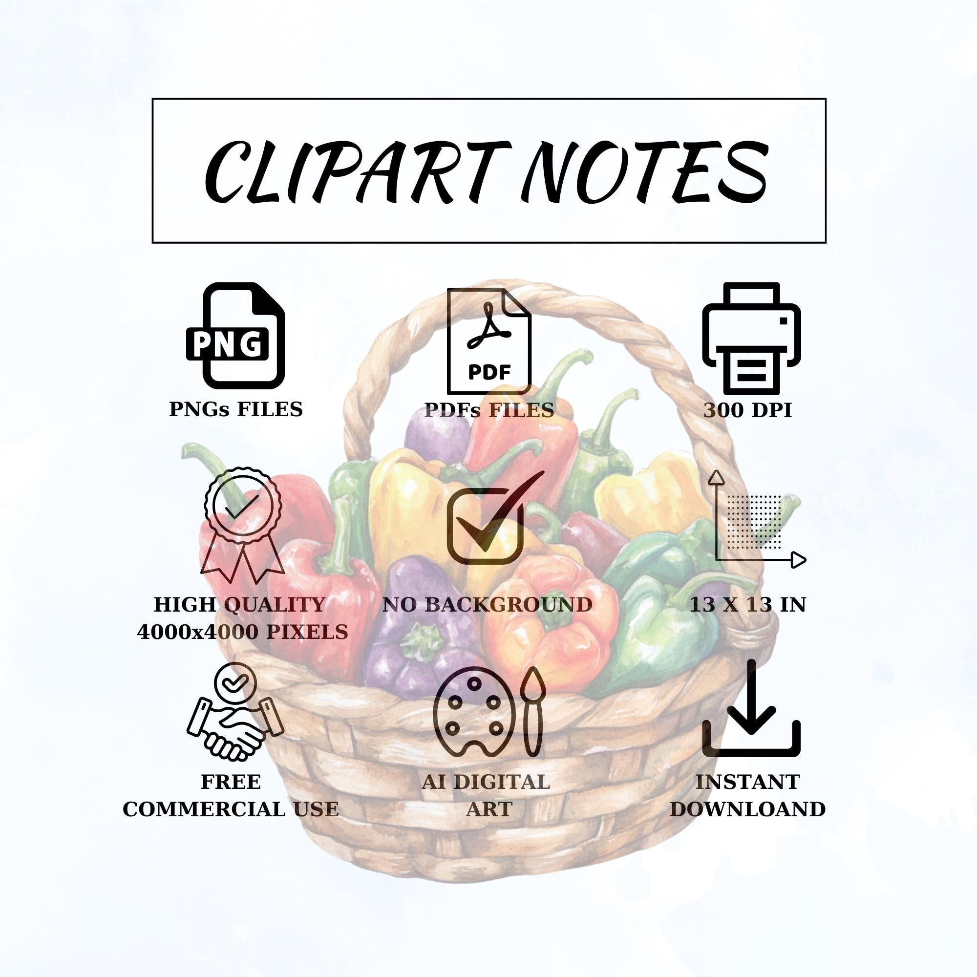 44 Watercolor Bell Pepper Clipart Bundle: Red, Green, Yellow (Transparent PNG)