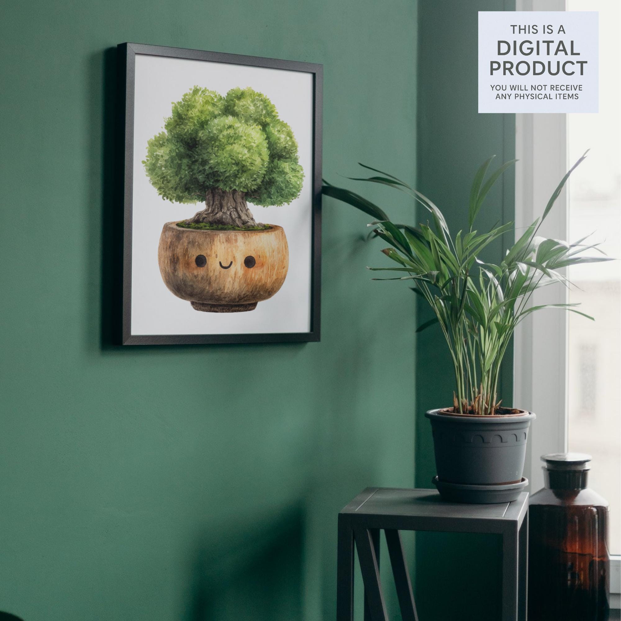 30 Kawaii Potted Plants Clipart Bundle: Watercolor Succulents, Cactus, Bonsai (PNG Transparent)