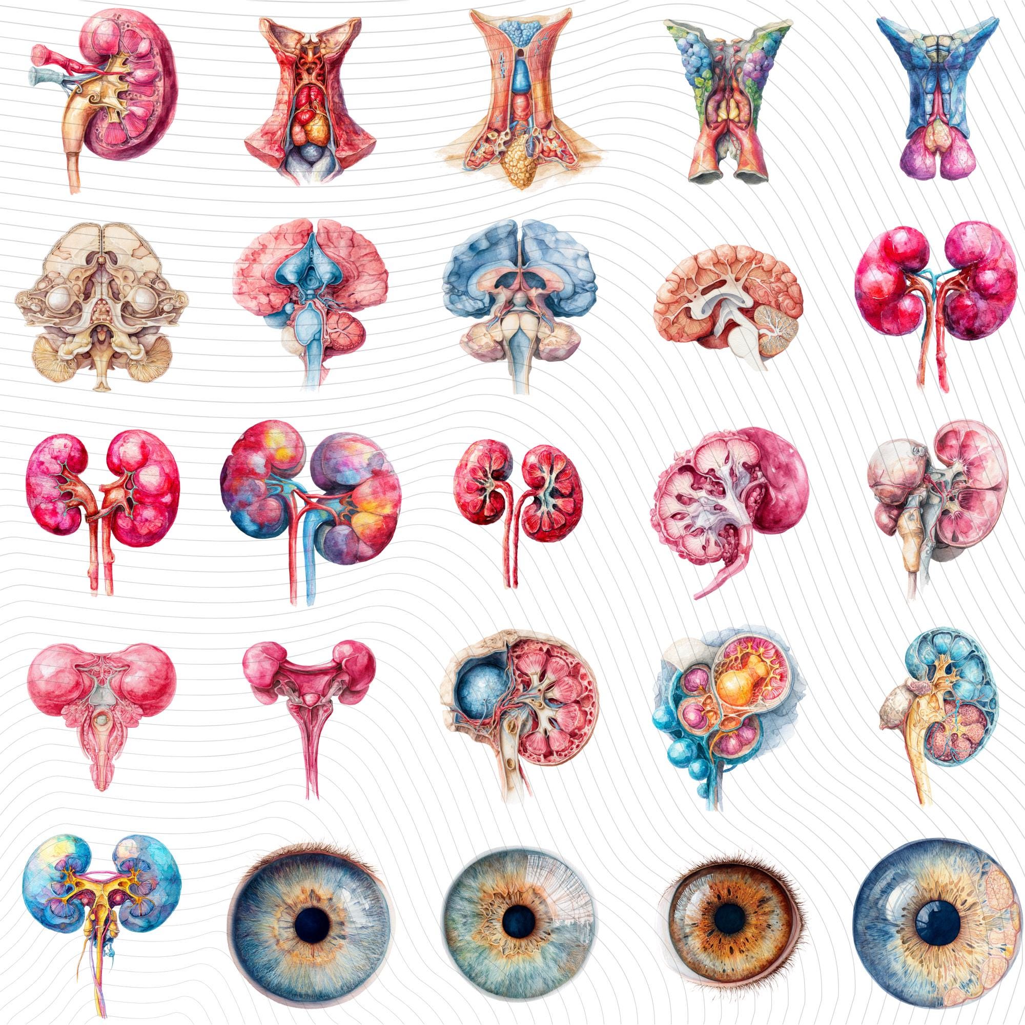 148+58 Human Organs Clipart| Anatomy Clipart PNG (Digital Download)