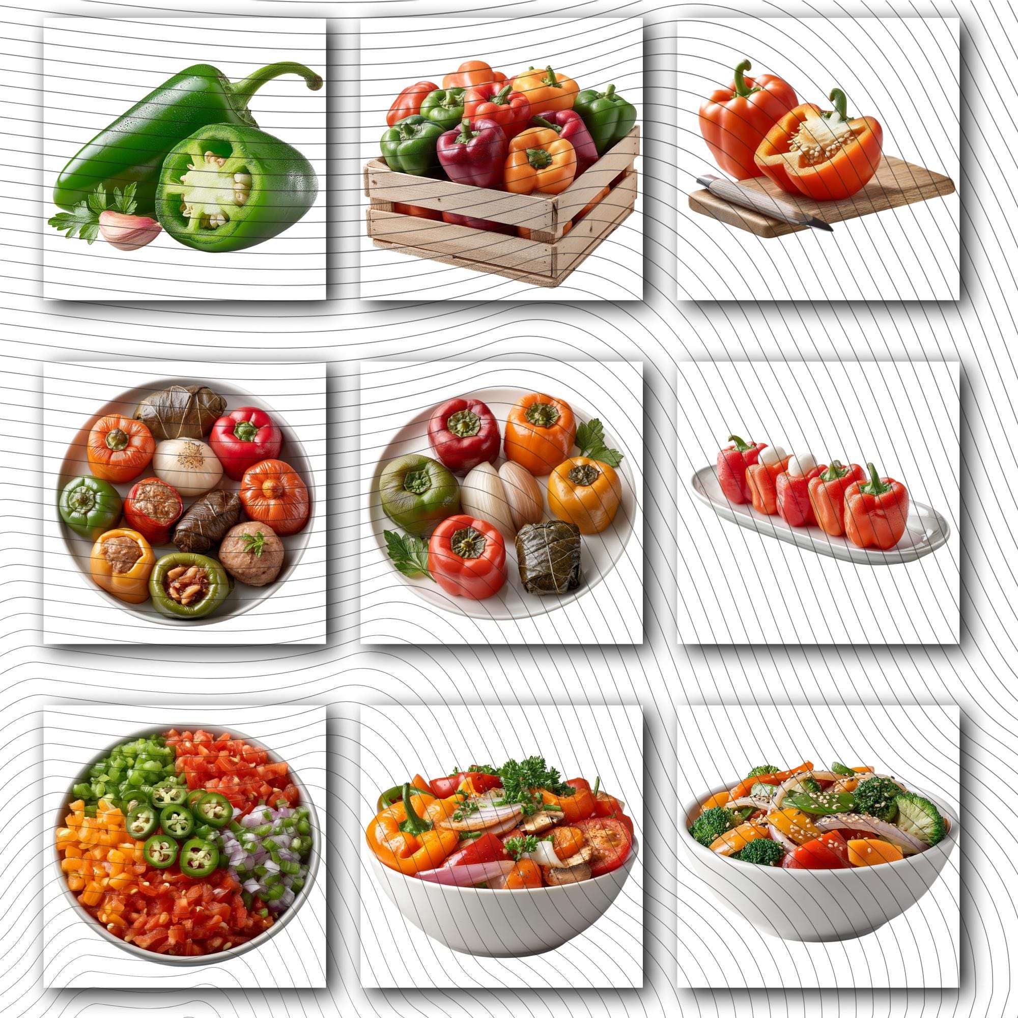 29 Realistic Pepper Clipart Bundle| PNG Transparent Background