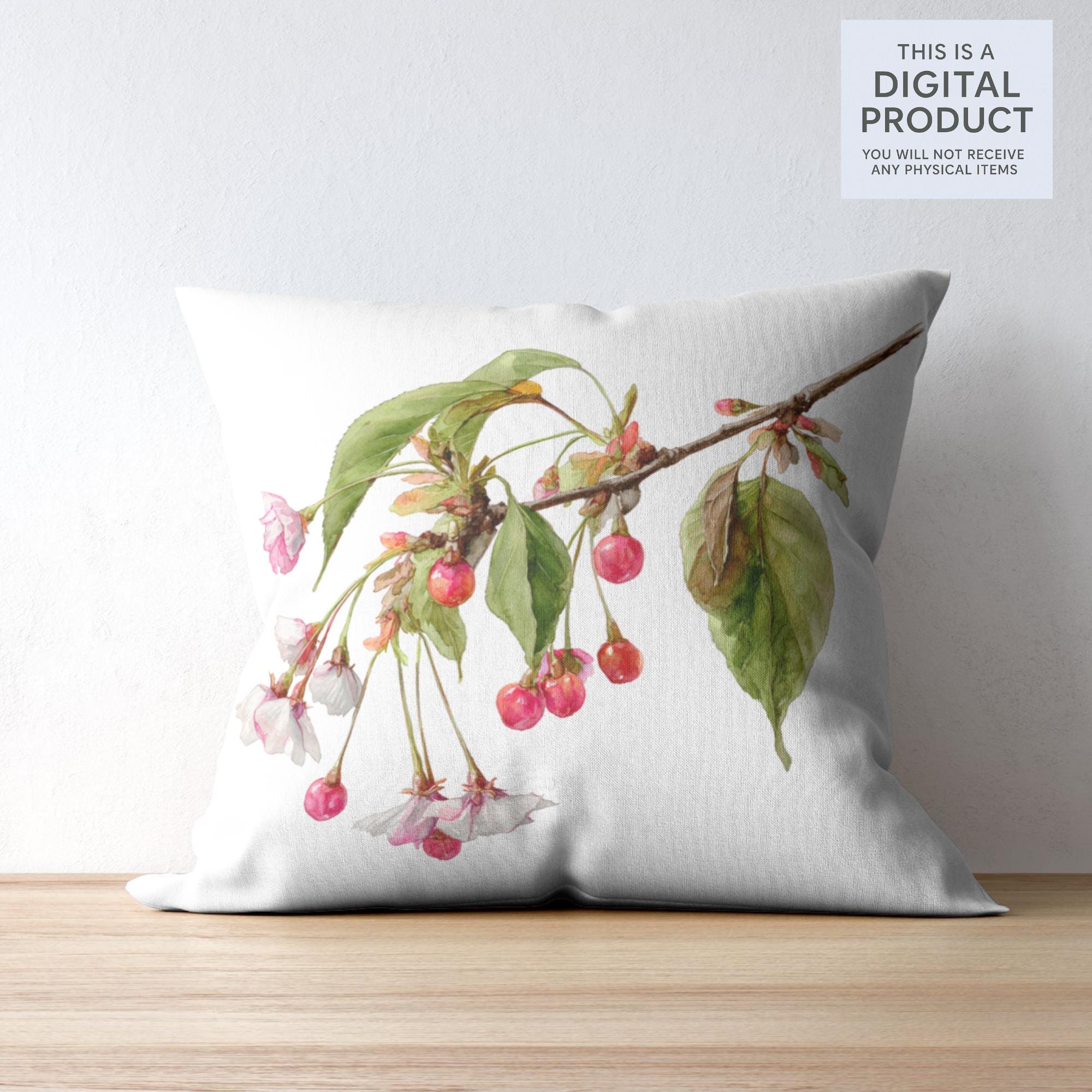 30 Cherry Tree Clipart Bundle: Watercolor Fruit Designs (PNG + PDF)