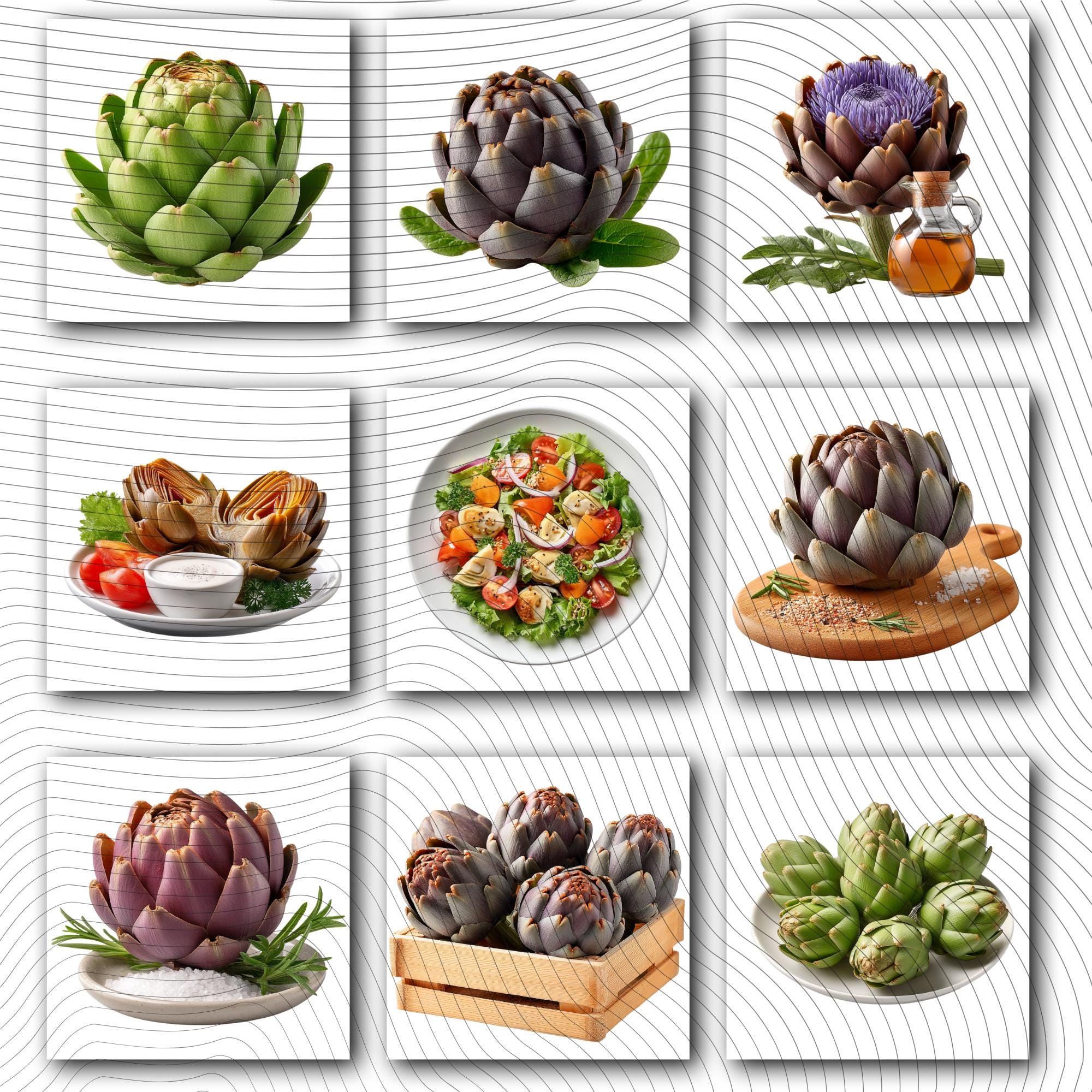 27 Realistic Artichoke Clipart Bundle| PNG Transparent Background