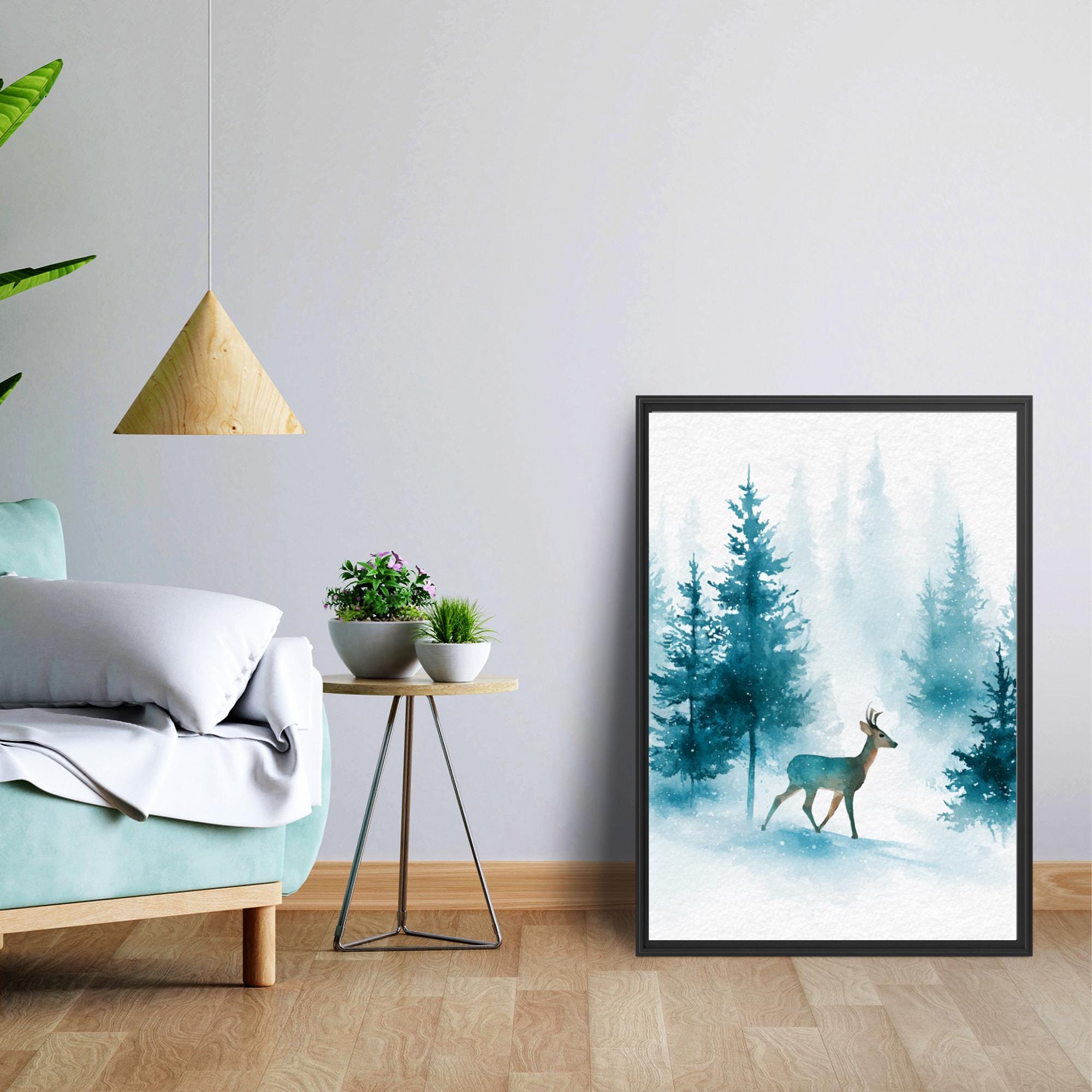 24 Watercolor Deer Clipart Set: Woodland Animals, Christmas Reindeer (Transparent PNG)