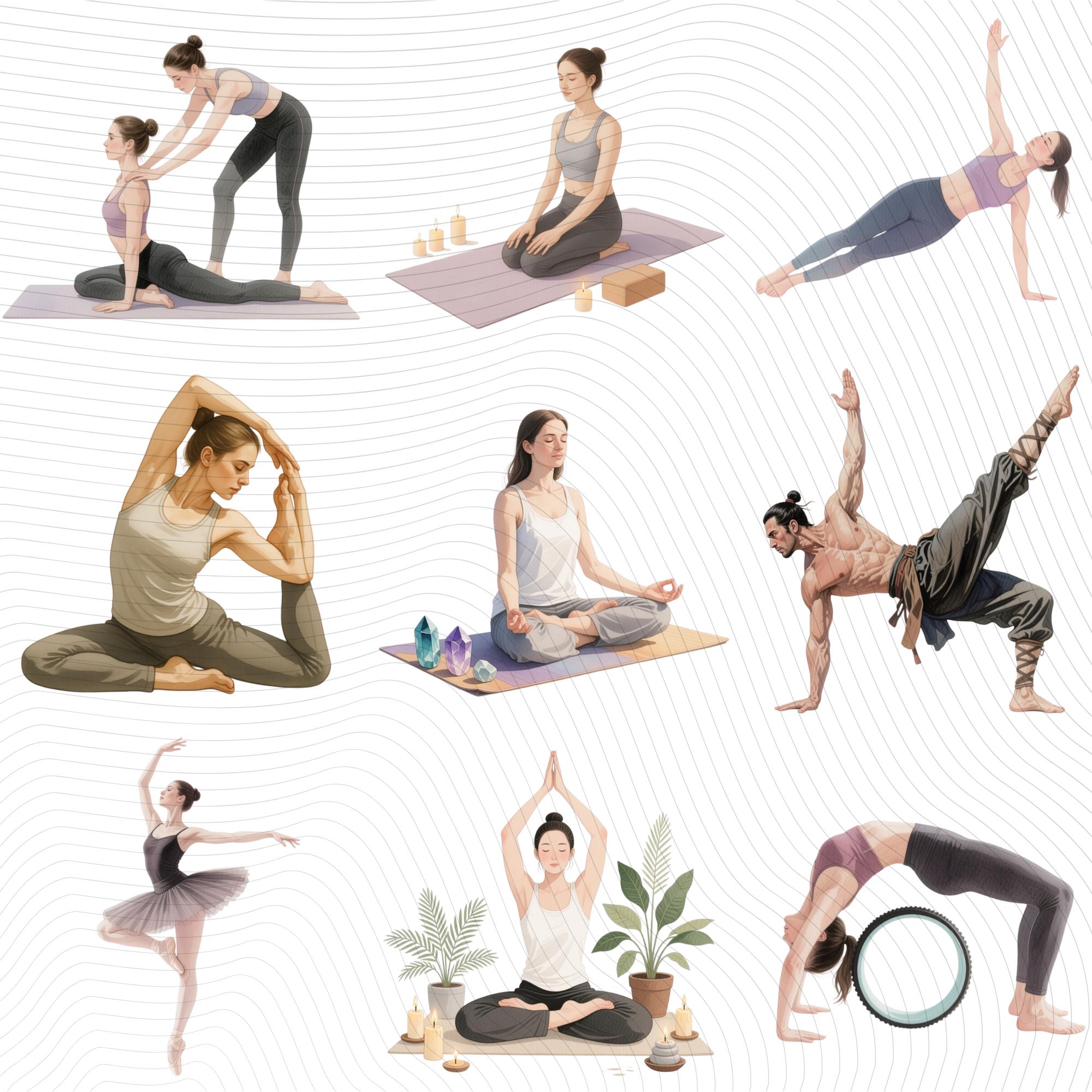 27 Yoga Clipart Bundle | Realistic Yogi PNG Transparent Background