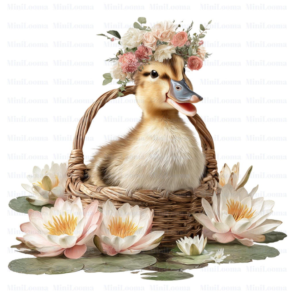 20 Baby Animals Clipart Bundle: Floral Crowned Transparent PNGs for Nursery Art