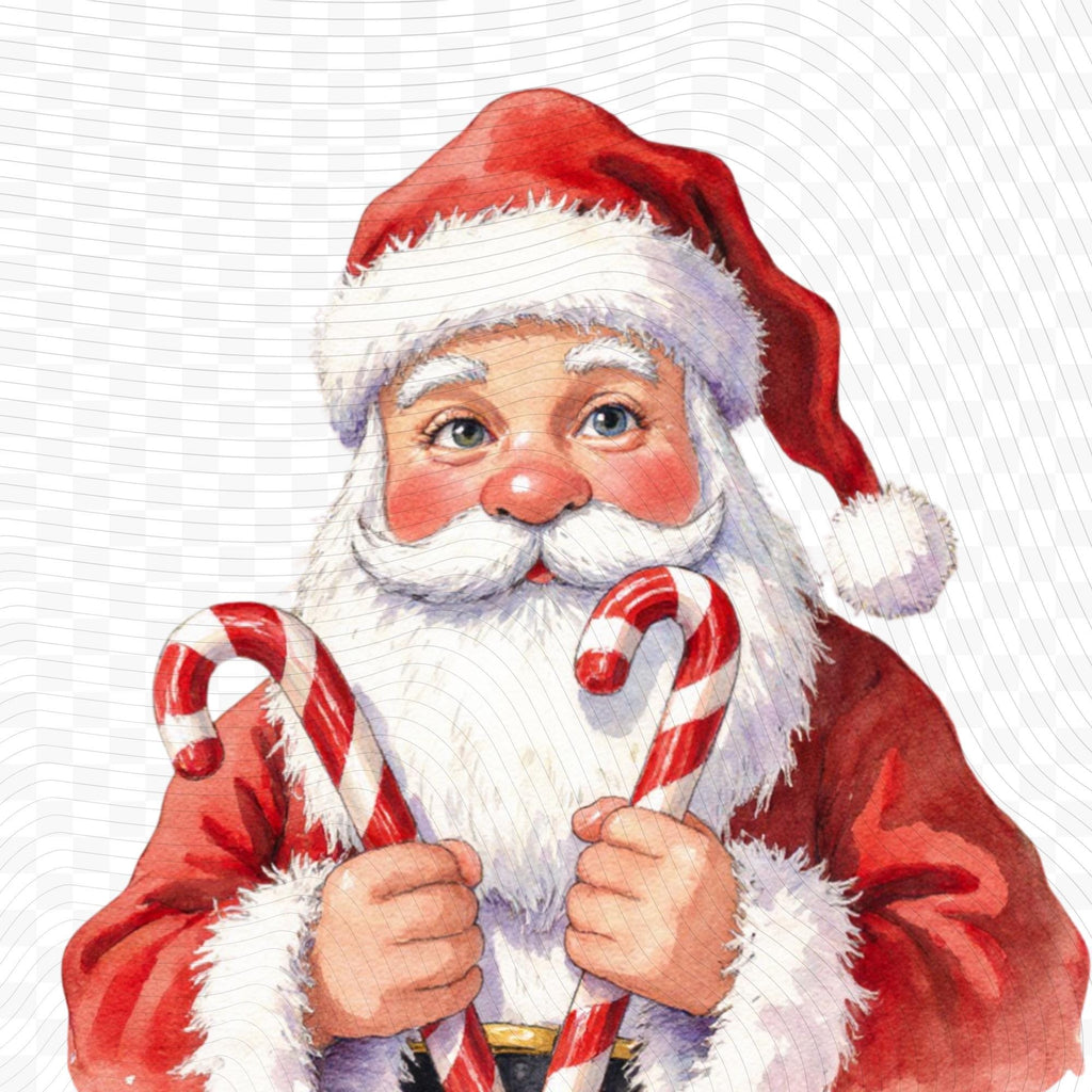 24 Santa Christmas Clipart Set, Watercolor PNG, Transparent Background (300 DPI)