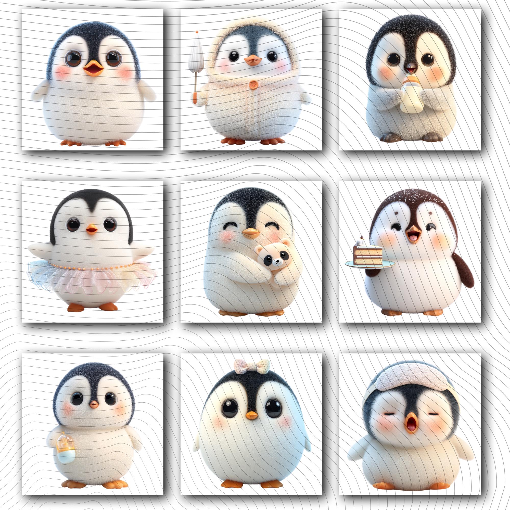 20 Quirky Penguin Clipart Set | Funny Characters PNG Transparent Background| 300DPI