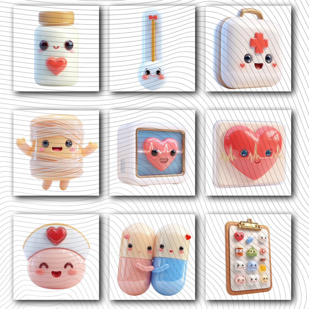 44 Kawaii Doctor Clipart and Medical Tools| Characters PNG Transparent Background| 300 DPI