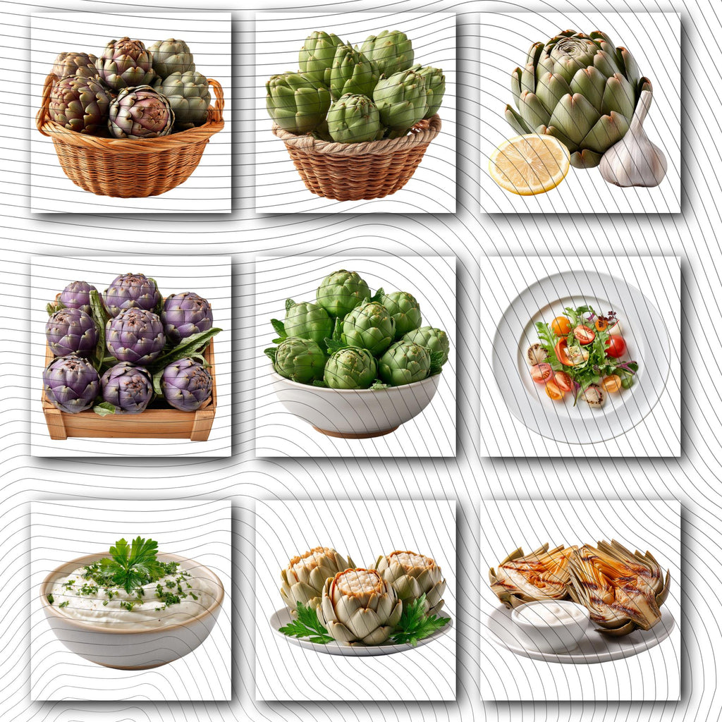 27 Realistic Artichoke Clipart Bundle| PNG Transparent Background