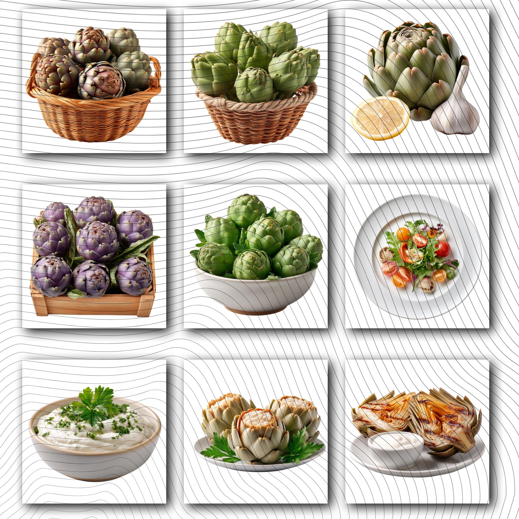 27 Realistic Artichoke Clipart Bundle| PNG Transparent Background