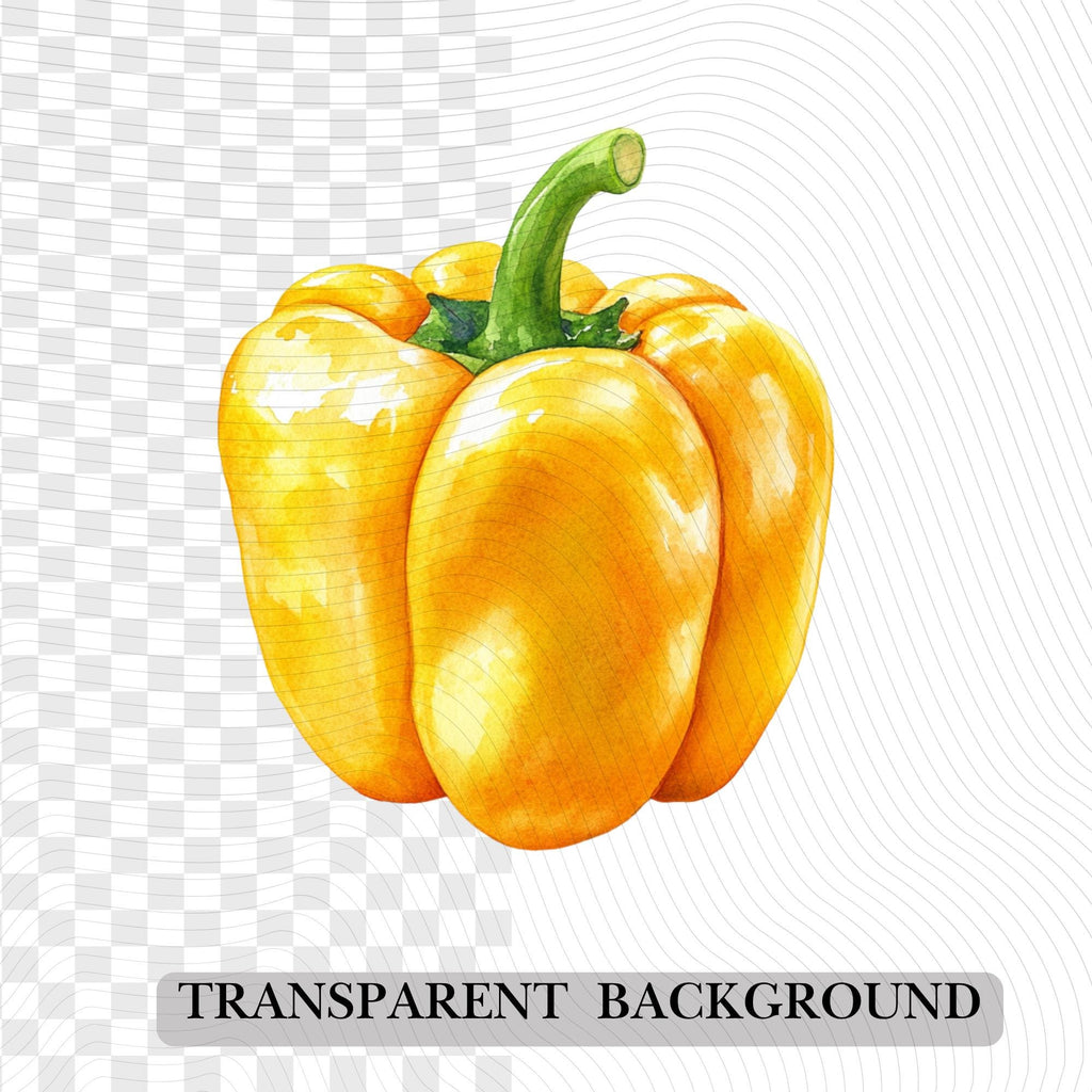 44 Watercolor Bell Pepper Clipart Bundle: Red, Green, Yellow (Transparent PNG)