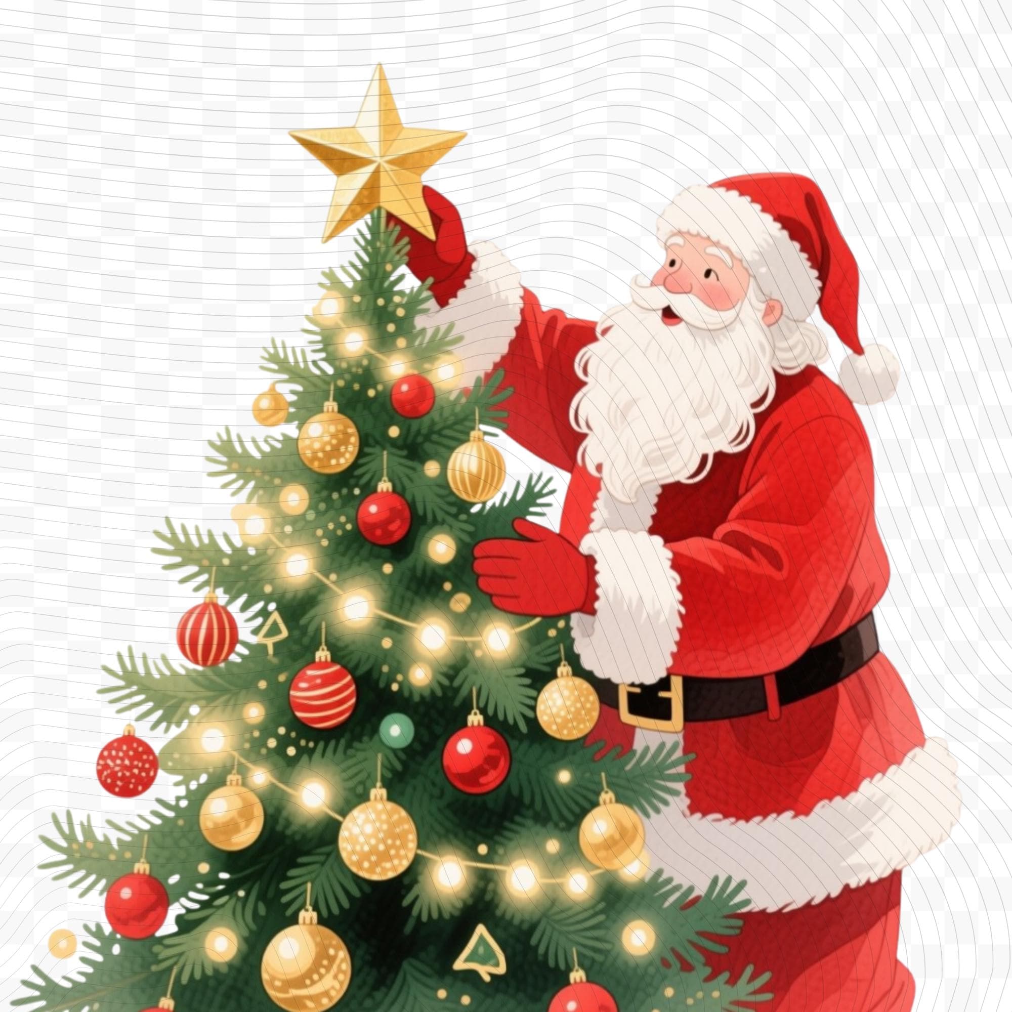 21 Santa Watercolor Clipart Bundle |Transparent Background PNG Illustrations