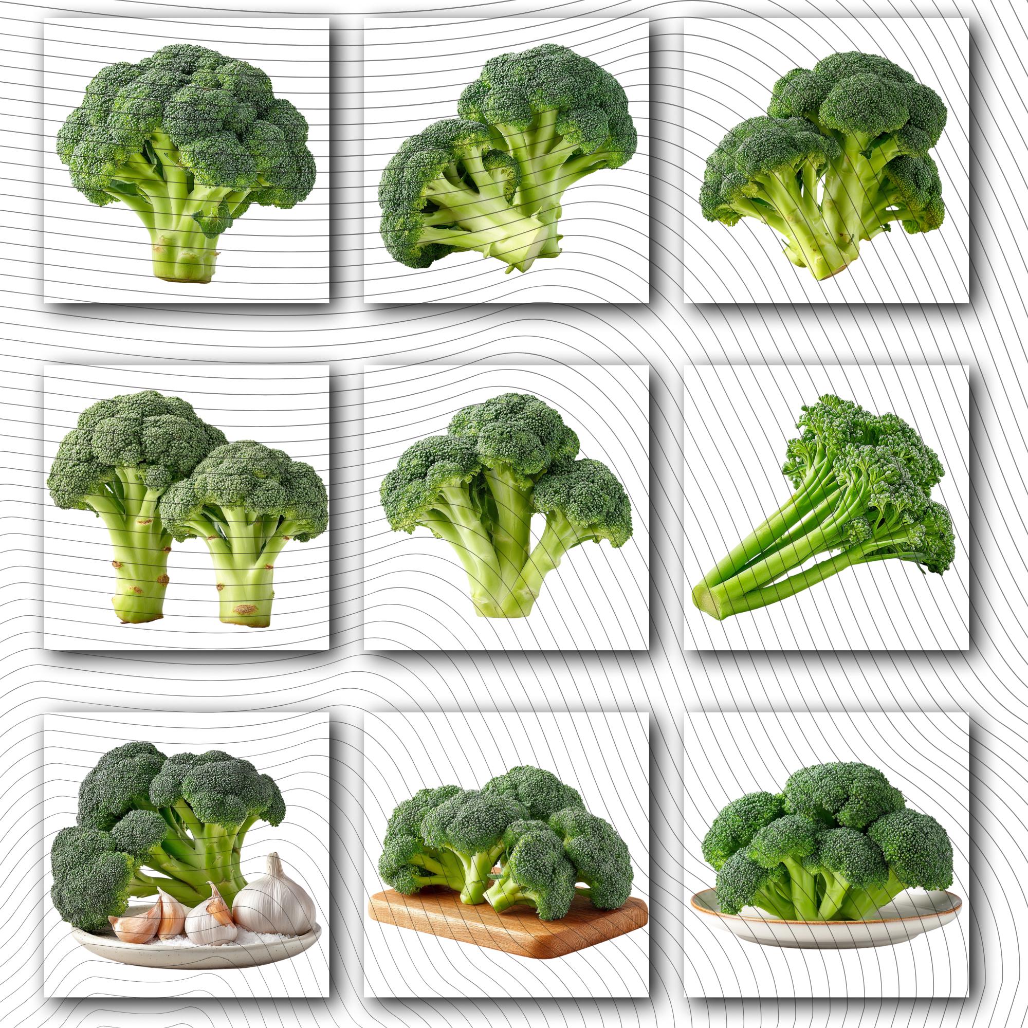 28 Realistic Broccoli Clipart Bundle| PNG Transparent Background