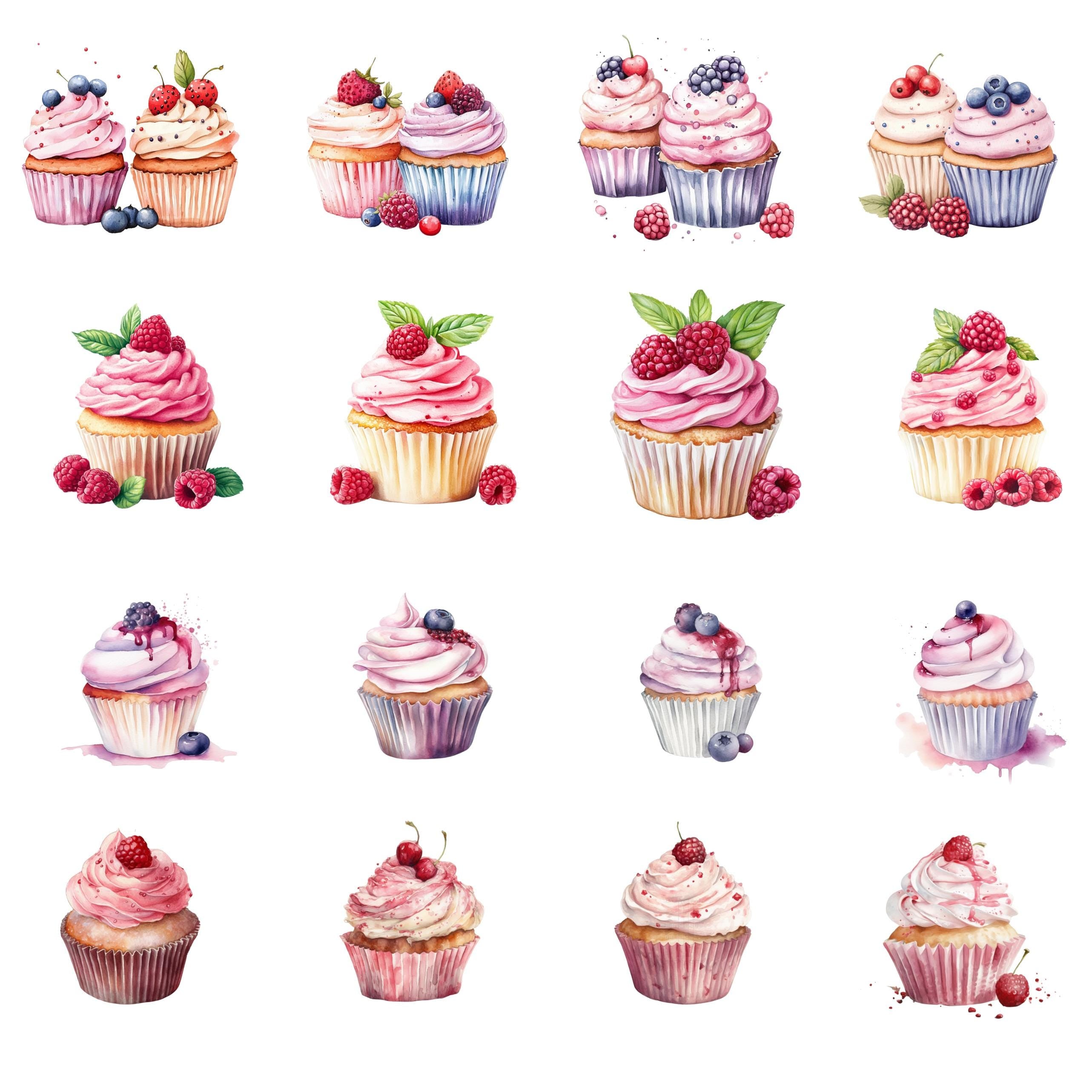 28 CupCake Clipart |Sweet Bakery Illustration| PNG Transparent Background