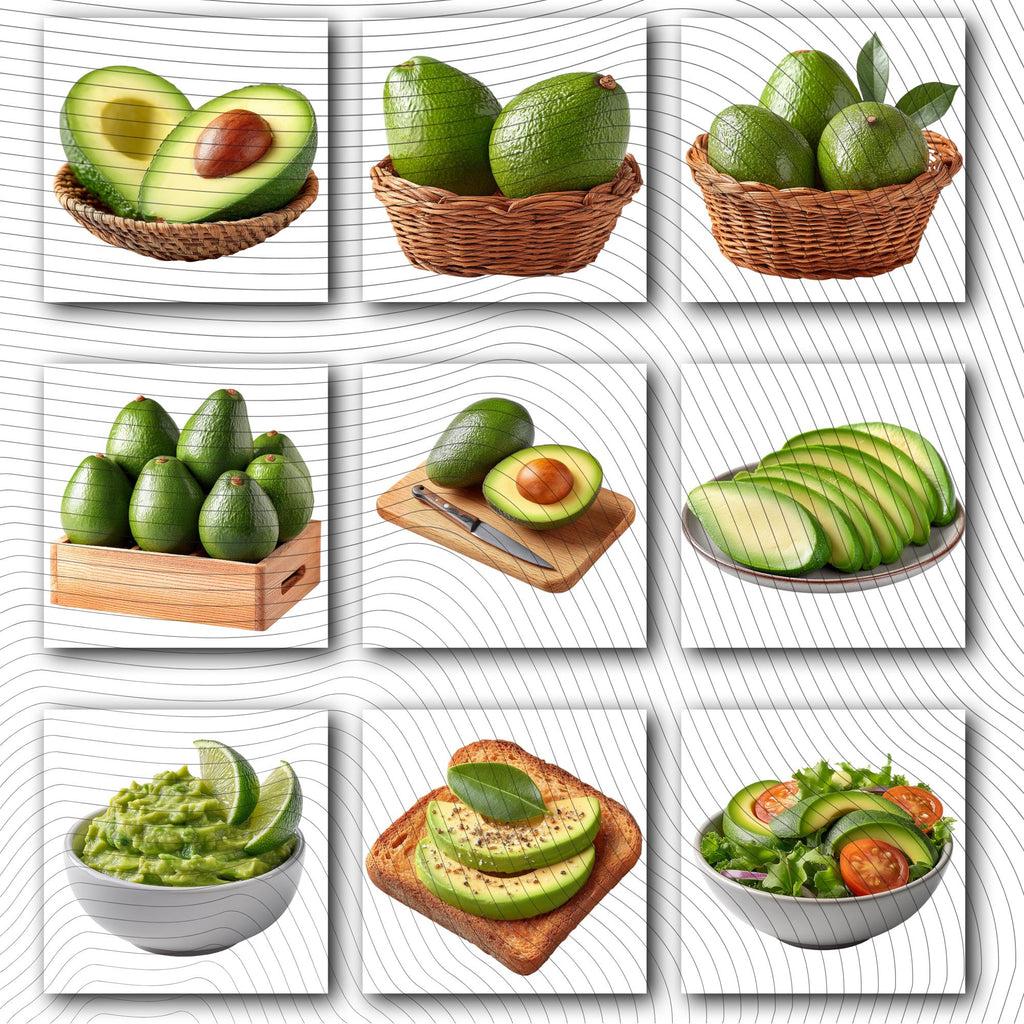 25 Realistic Avocado Clipart Bundle| PNG Transparent Background