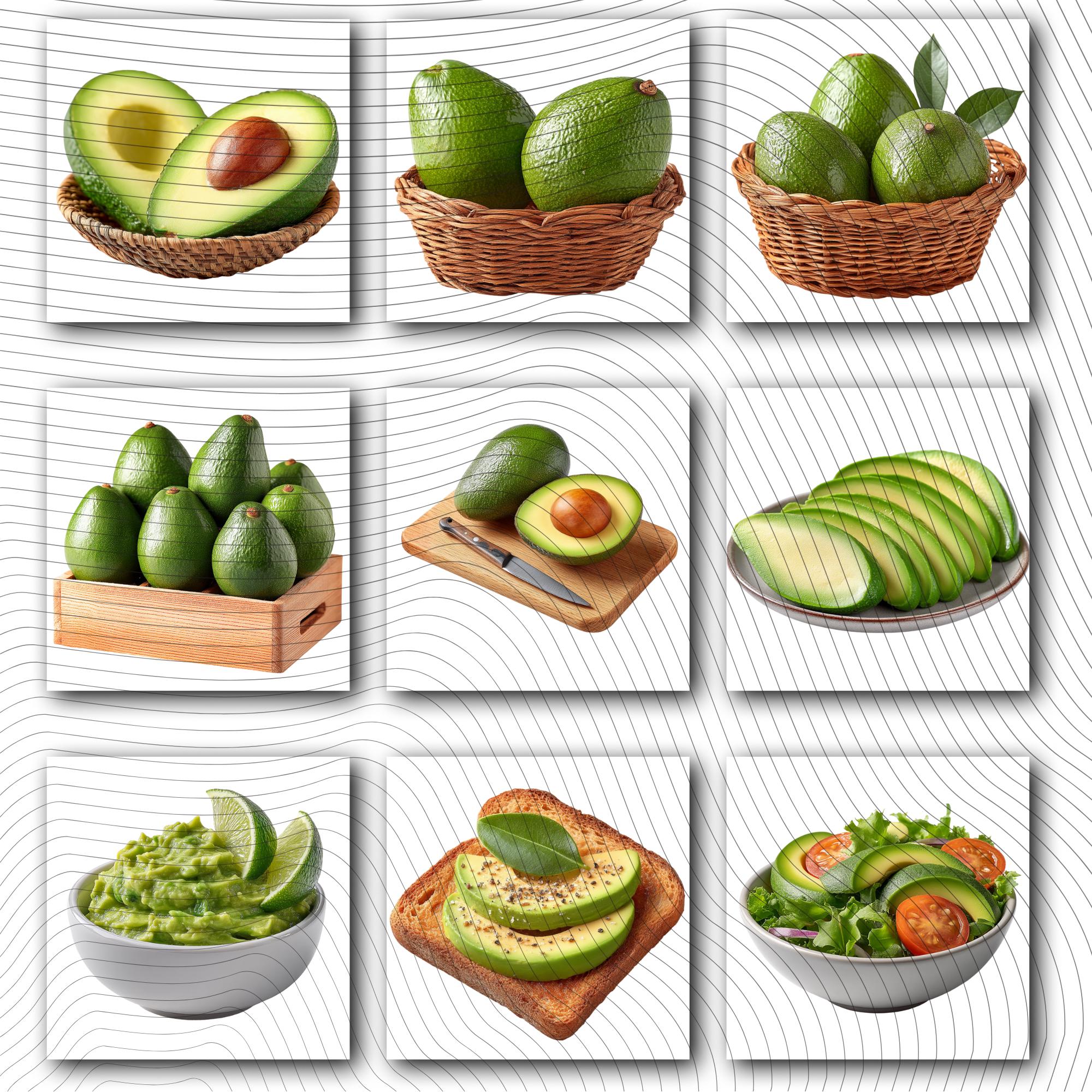 25 Realistic Avocado Clipart Bundle| PNG Transparent Background