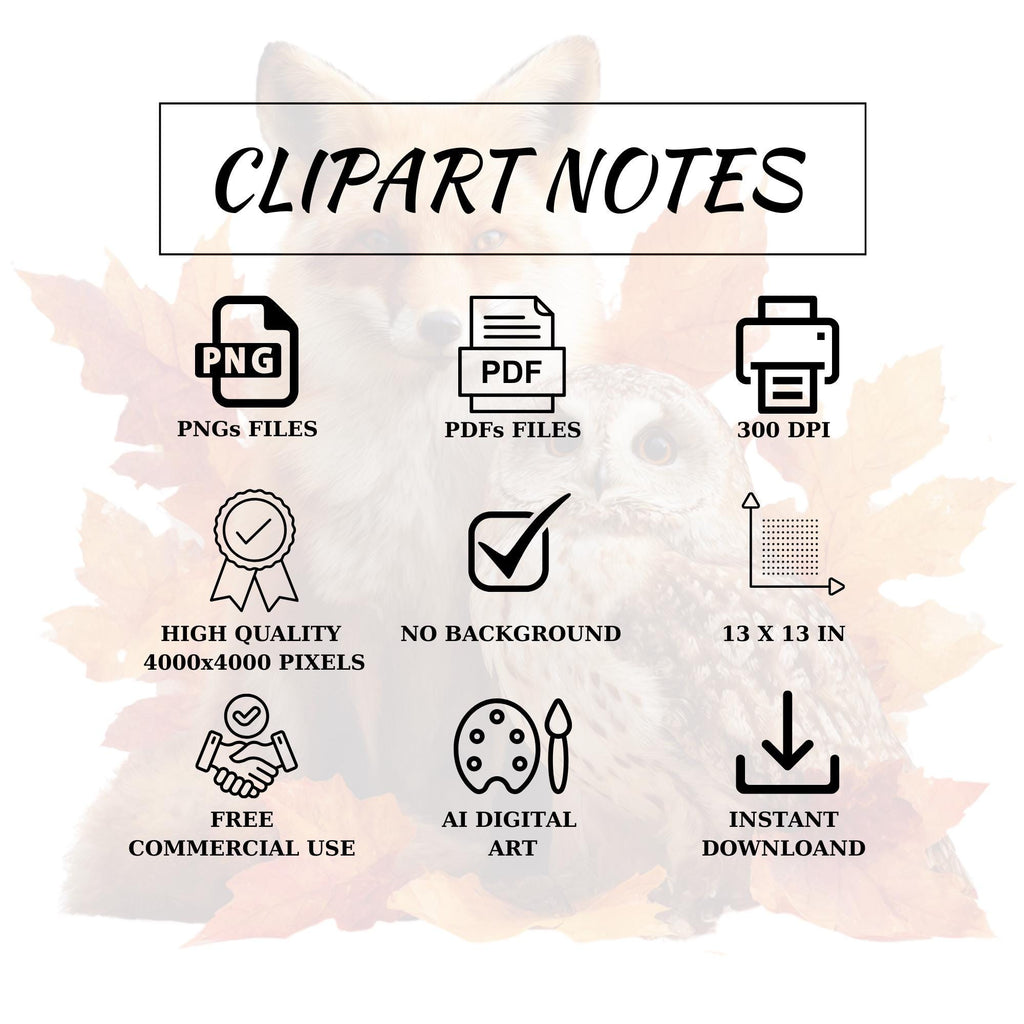 17 Autumn Animals Clipart Bundle: Knitted Crochet Style (Transparent PNG+PDF Digital Download)