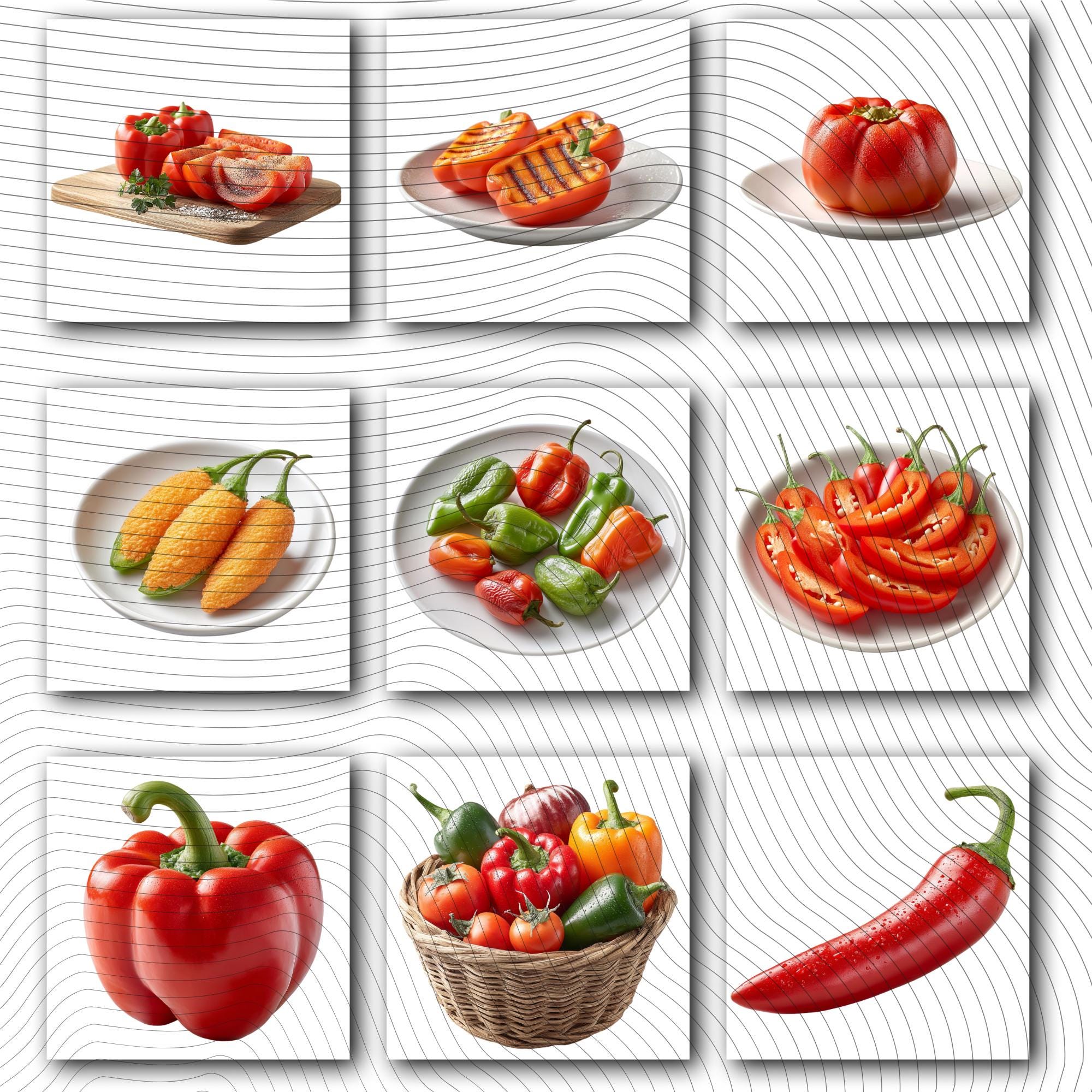 29 Realistic Pepper Clipart Bundle| PNG Transparent Background