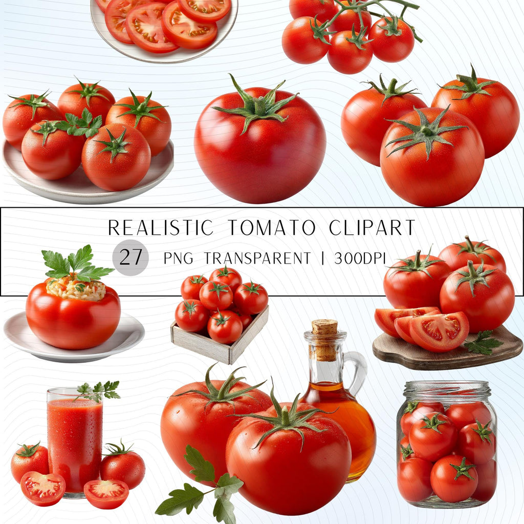 27 Realistic Tomato Clipart Bundle | PNG Transparent Background