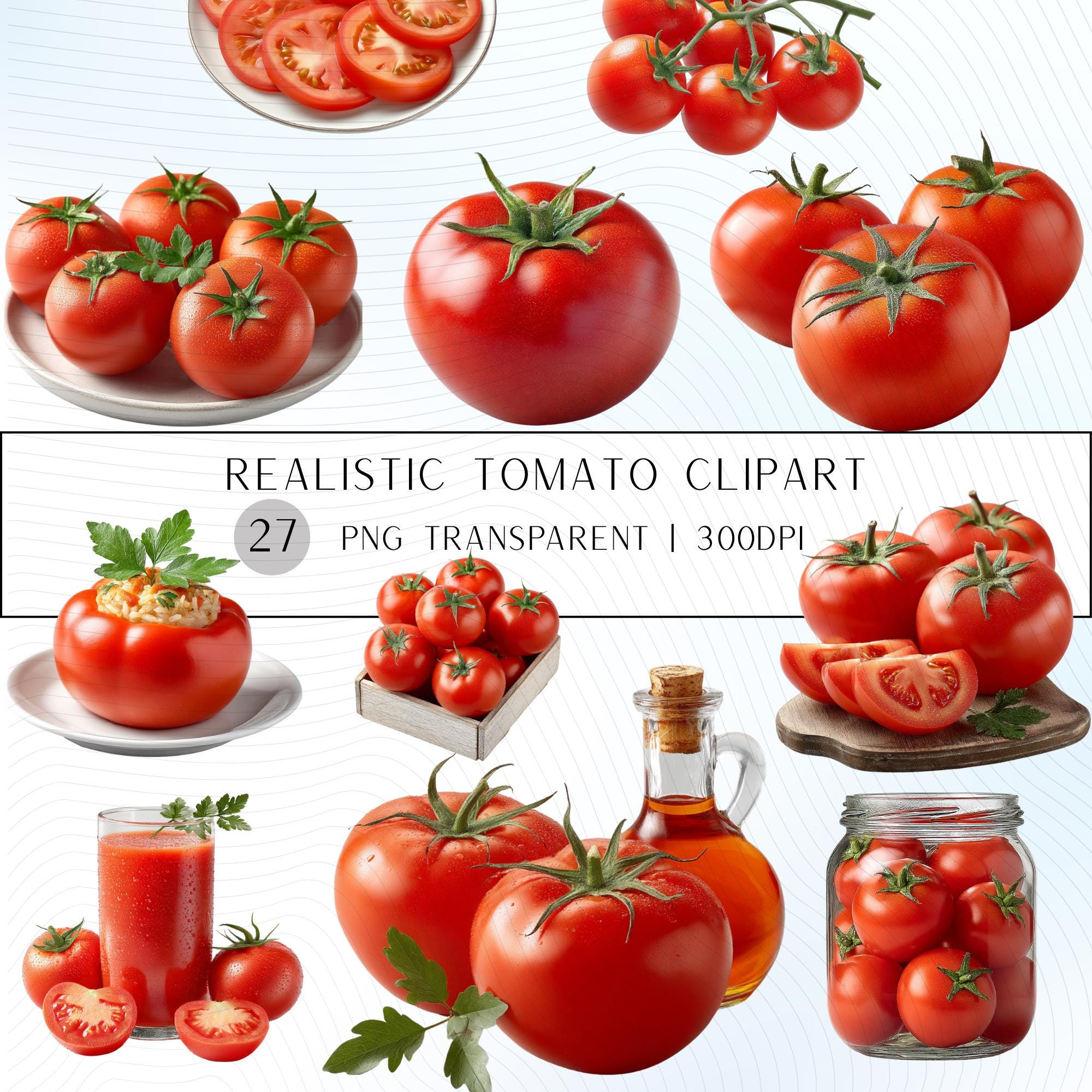 27 Realistic Tomato Clipart Bundle | PNG Transparent Background