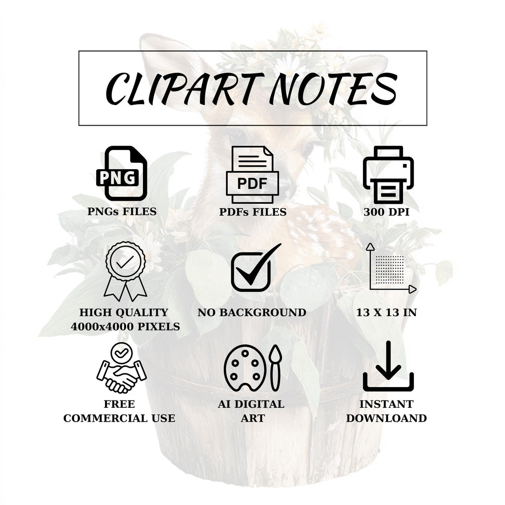 20 Baby Animals Clipart Bundle: Floral Crowned Transparent PNGs for Nursery Art