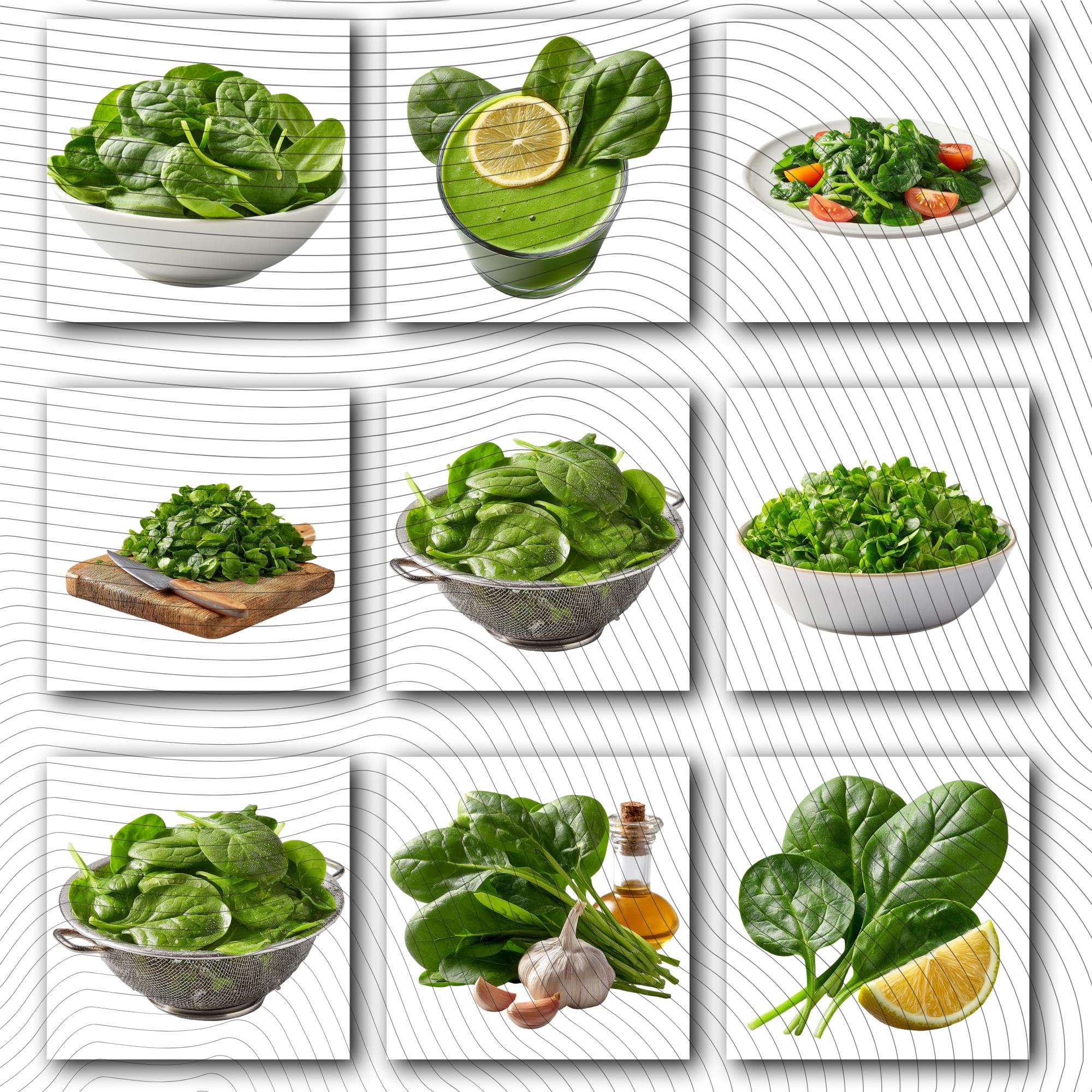 19 Realistic Spinach Clipart Bundle| PNG Transparent Background