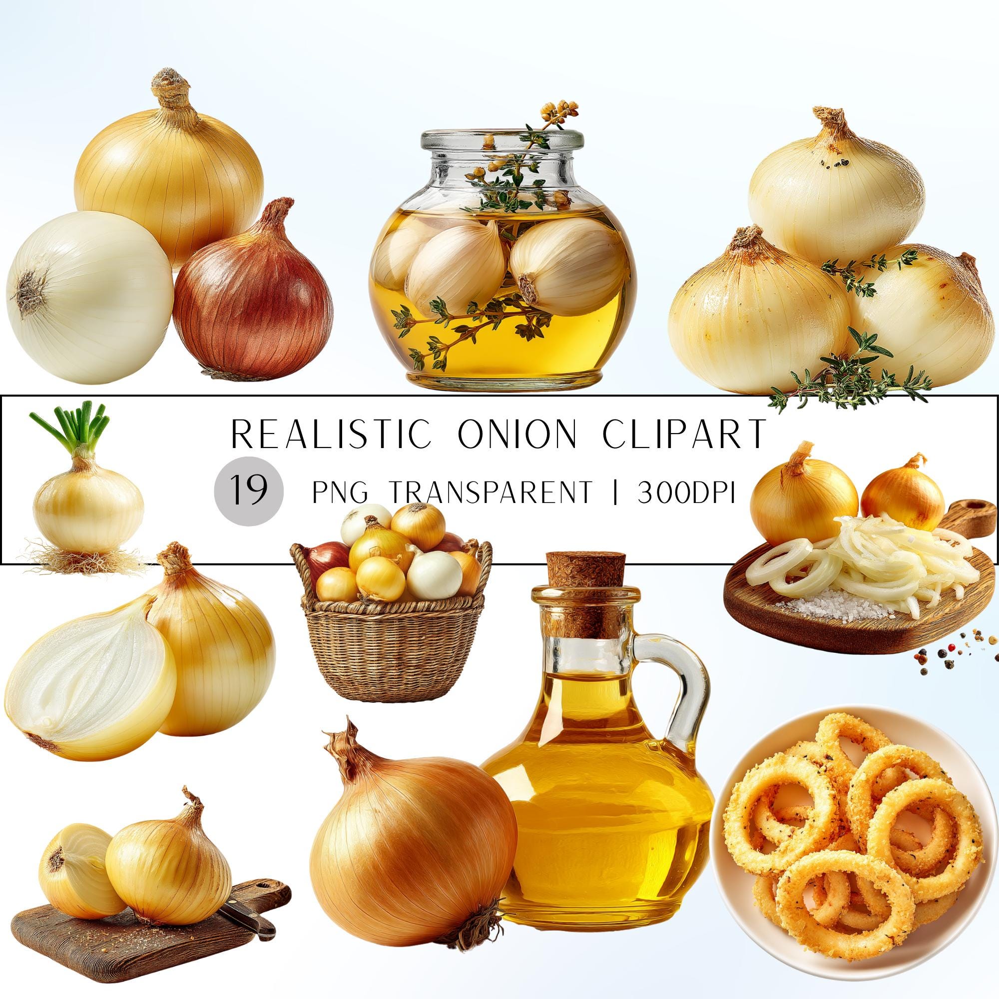 19 Realistic Onion Clipart Bundle | Botanical Onions PNG Transparent Background