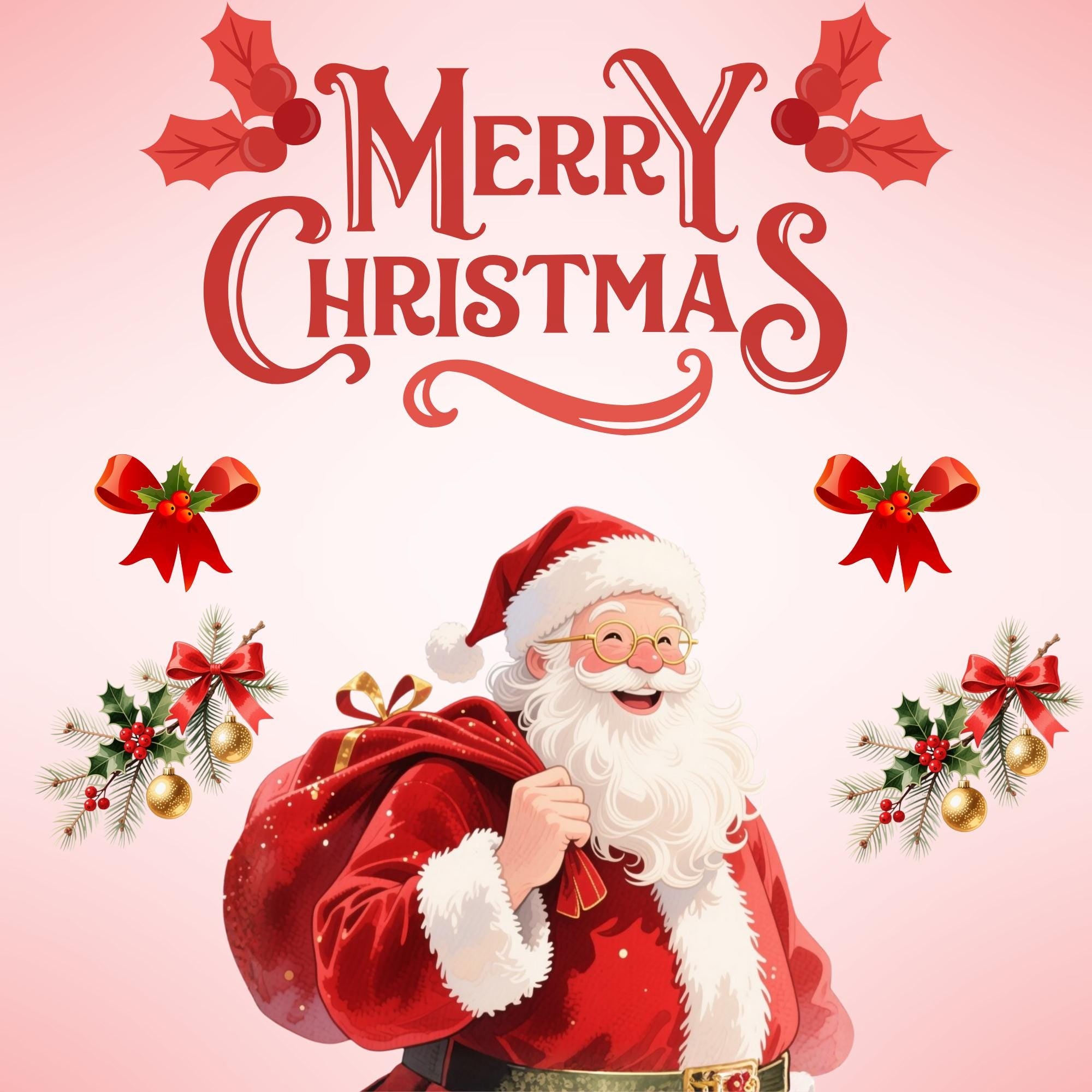 21 Santa Watercolor Clipart Bundle |Transparent Background PNG Illustrations