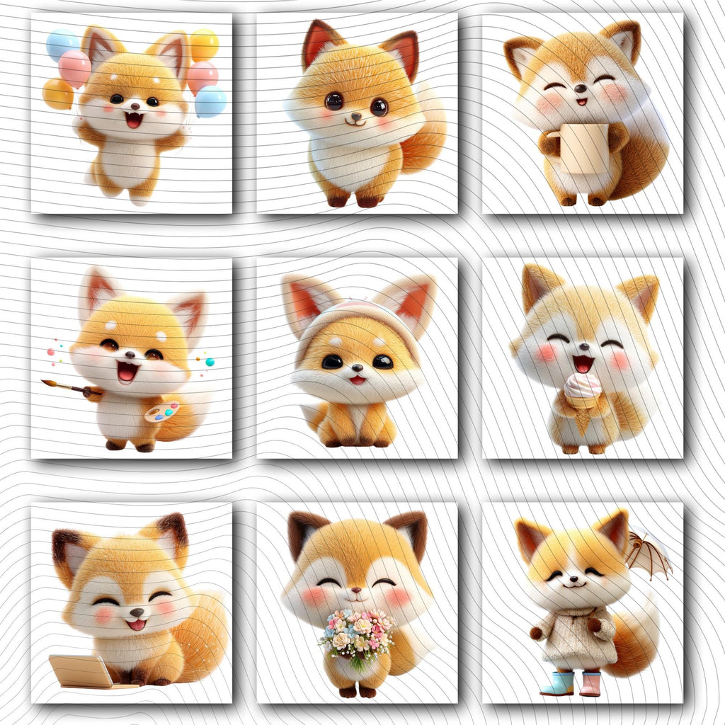20 Quirky Fox Clipart Set | Funny  Characters PNG Transparent Background| 300DPI