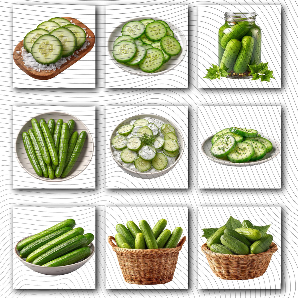 27 Realistic Cucumber Clipart Bundle| PNG Transparent Background