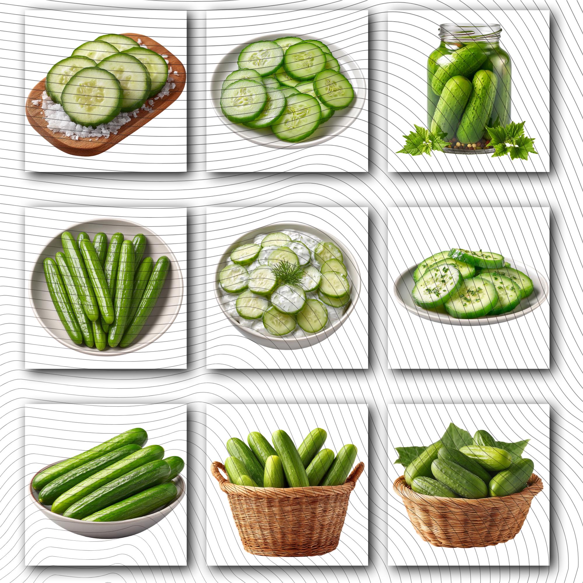 27 Realistic Cucumber Clipart Bundle| PNG Transparent Background