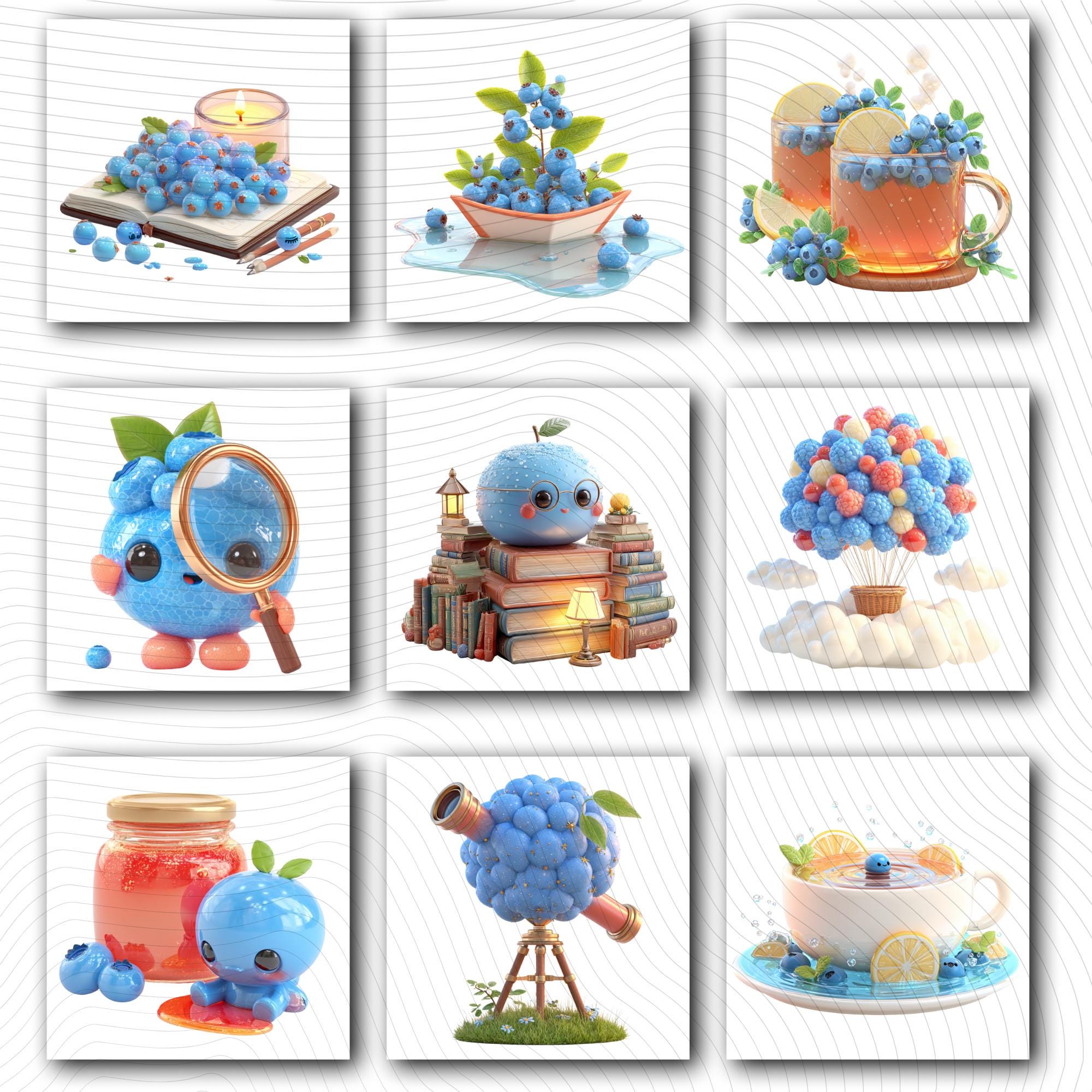 30 Quirky Blueberry Tales Clipart | PNG Transparent Background