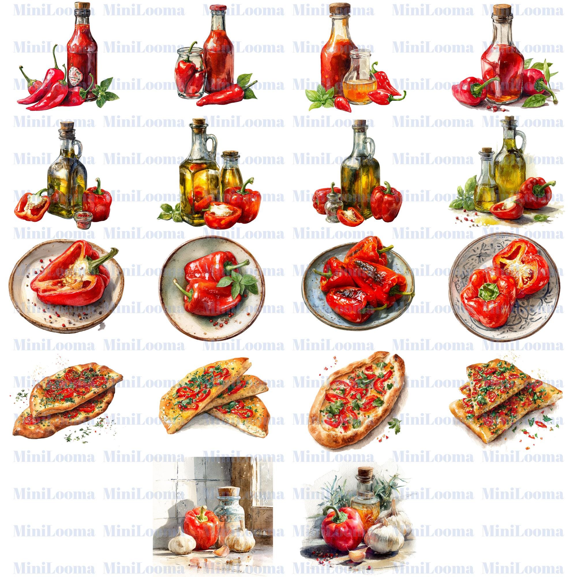 77 Red Pepper Watercolor Clipart: Bell   Chili, Food Art (PNG Transparent)