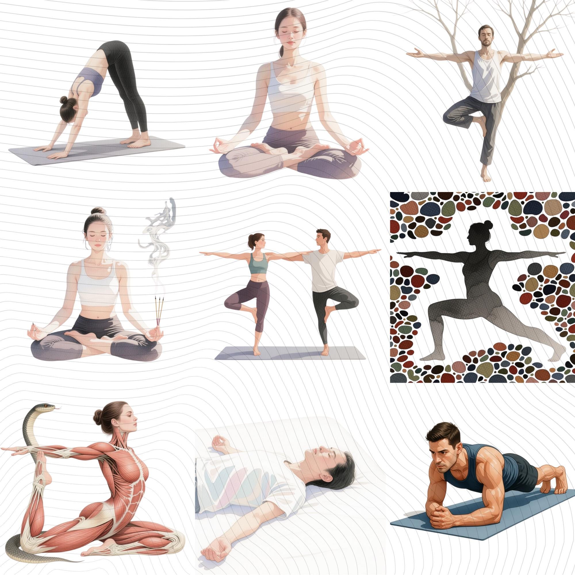 27 Yoga Clipart Bundle | Realistic Yogi PNG Transparent Background
