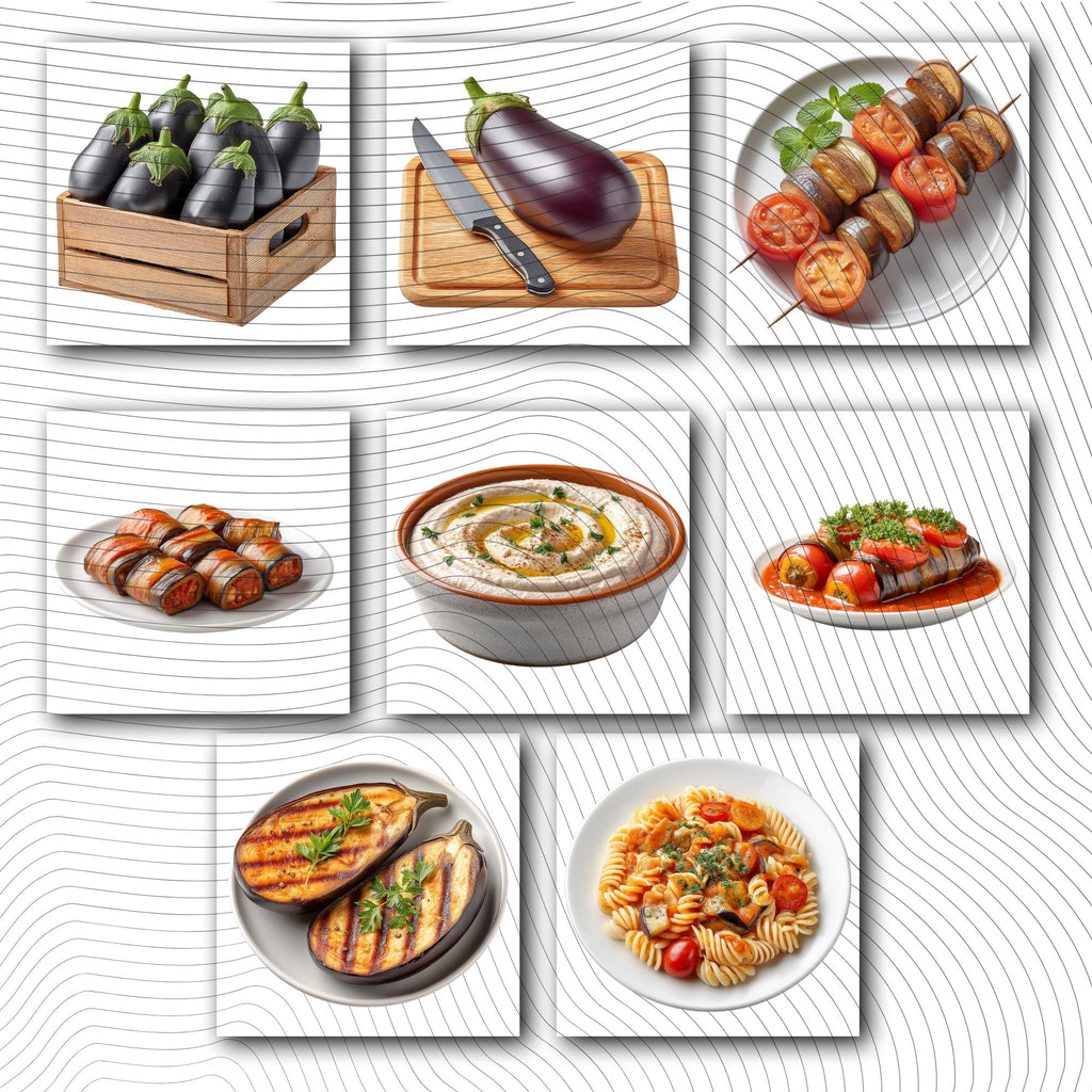 27 Realistic Eggplant Clipart Bundle| PNG Transparent Background