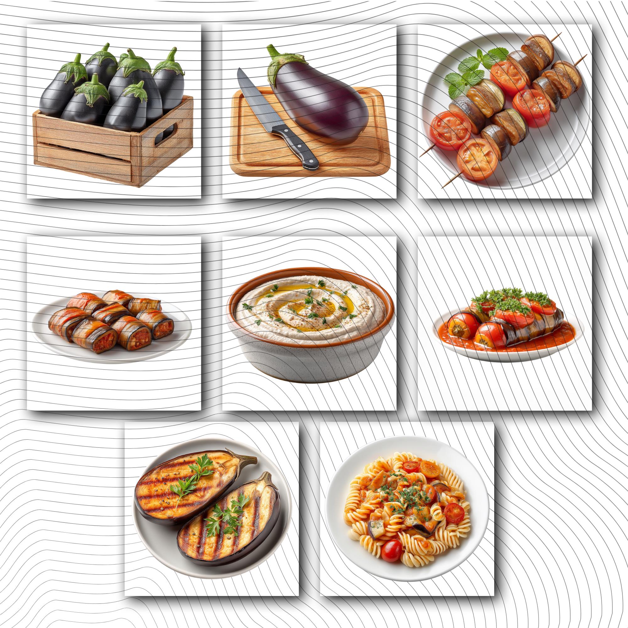 27 Realistic Eggplant Clipart Bundle| PNG Transparent Background